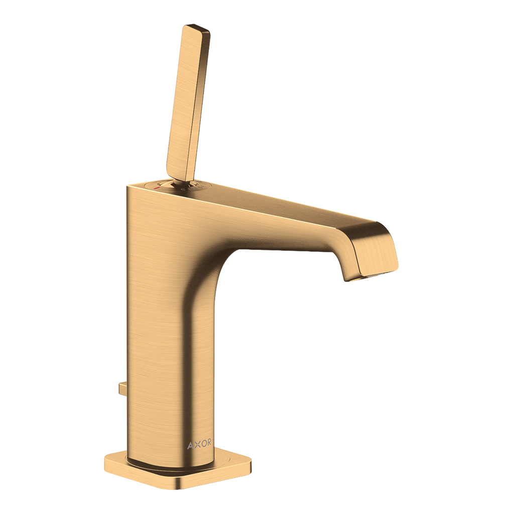 AXOR Citterio E Single Pin Handle Basin Mixer Faucet 130 with Pop-Up Waste Set from Brandt in Brushed Brass finish