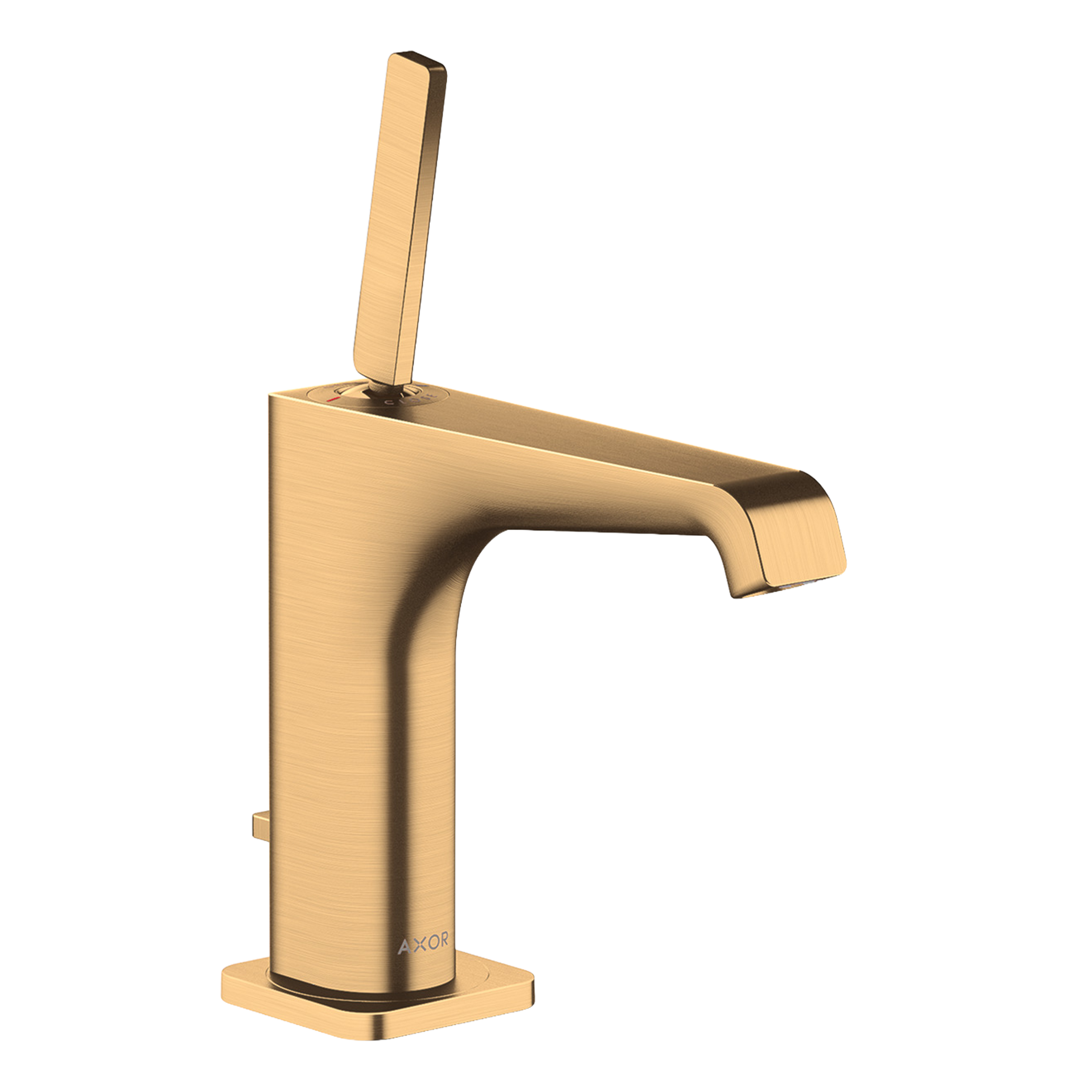AXOR Citterio E Single Pin Handle Basin Mixer Faucet 130 with Pop-Up Waste Set from Brandt in Brushed Brass finish