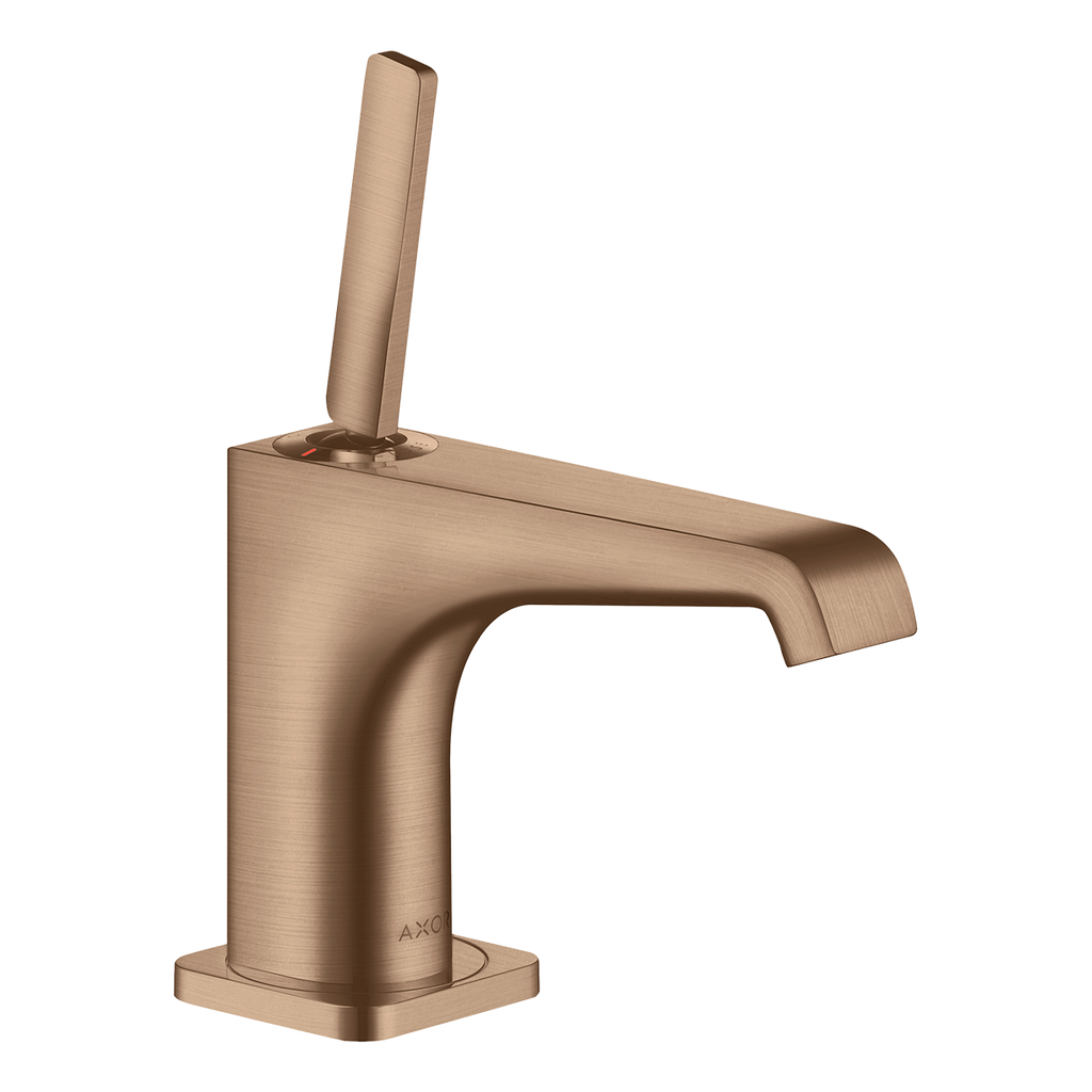 AXOR Citterio E Single Pin Handle Basin Mixer Faucet 90 with Open Waste Set from Brandt in Brushed Red Gold finish