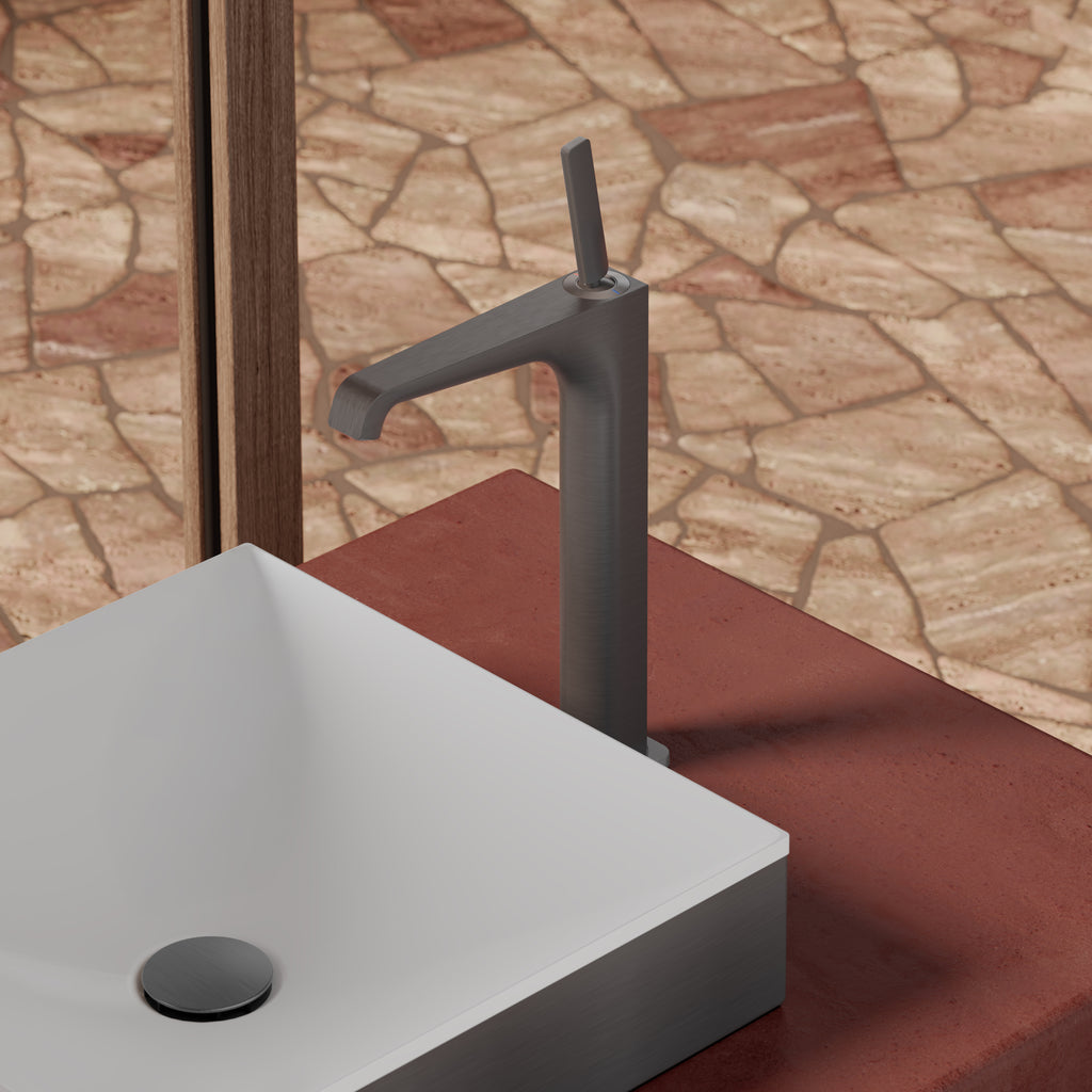 AXOR Citterio E Single Pin Handle Basin Mixer Faucet 250 with Open Waste Set from Brandt in Brushed Black Chrome finish