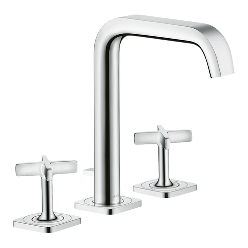 AXOR Citterio E 3-Hole Basin Mixer Faucet 170 with Escutcheons and Pop-Up Waste Set from Brandt in Chrome finish