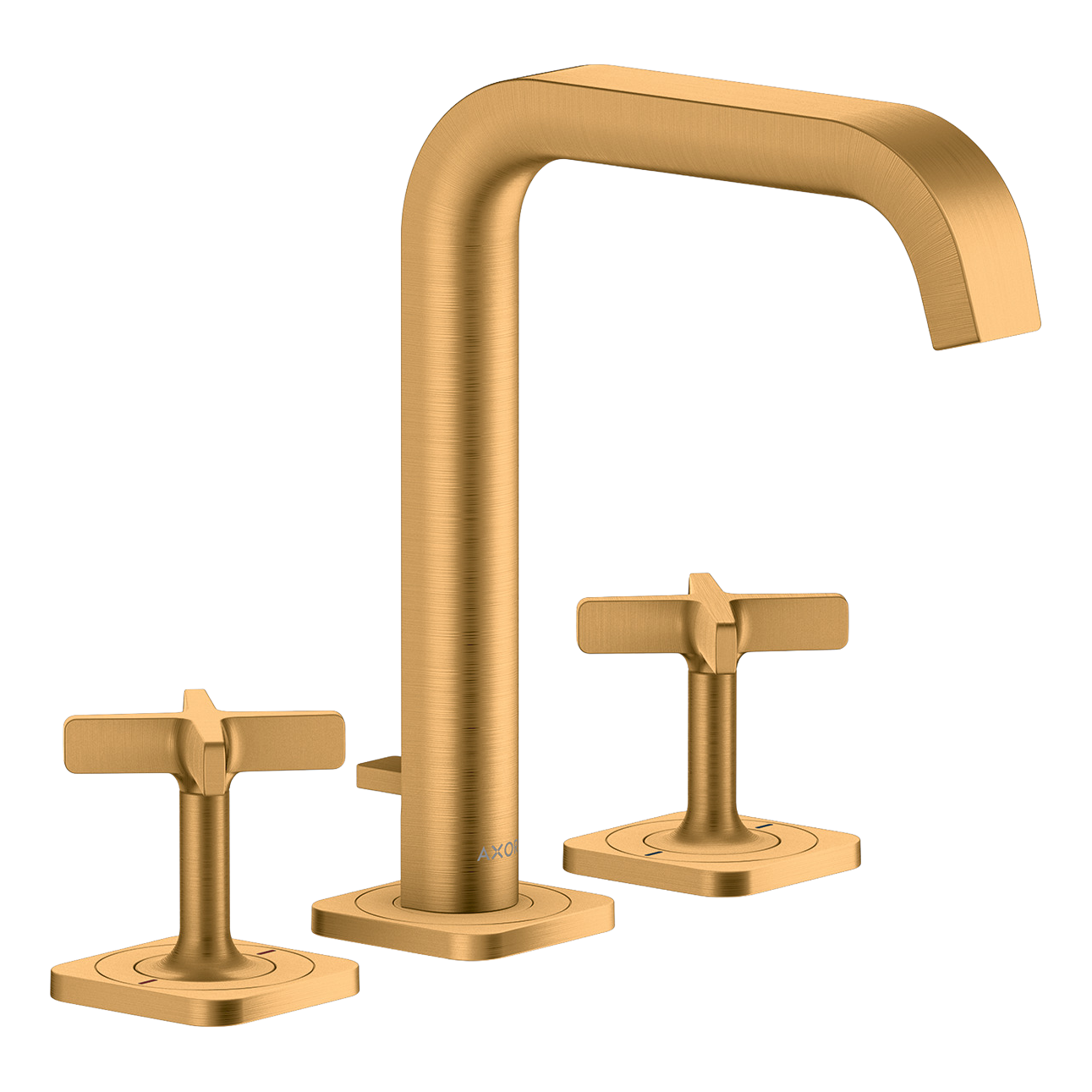 AXOR Citterio E 3-Hole Basin Mixer Faucet 170 with Escutcheons and Pop-Up Waste Set from Brandt in Brushed Gold Optic finish