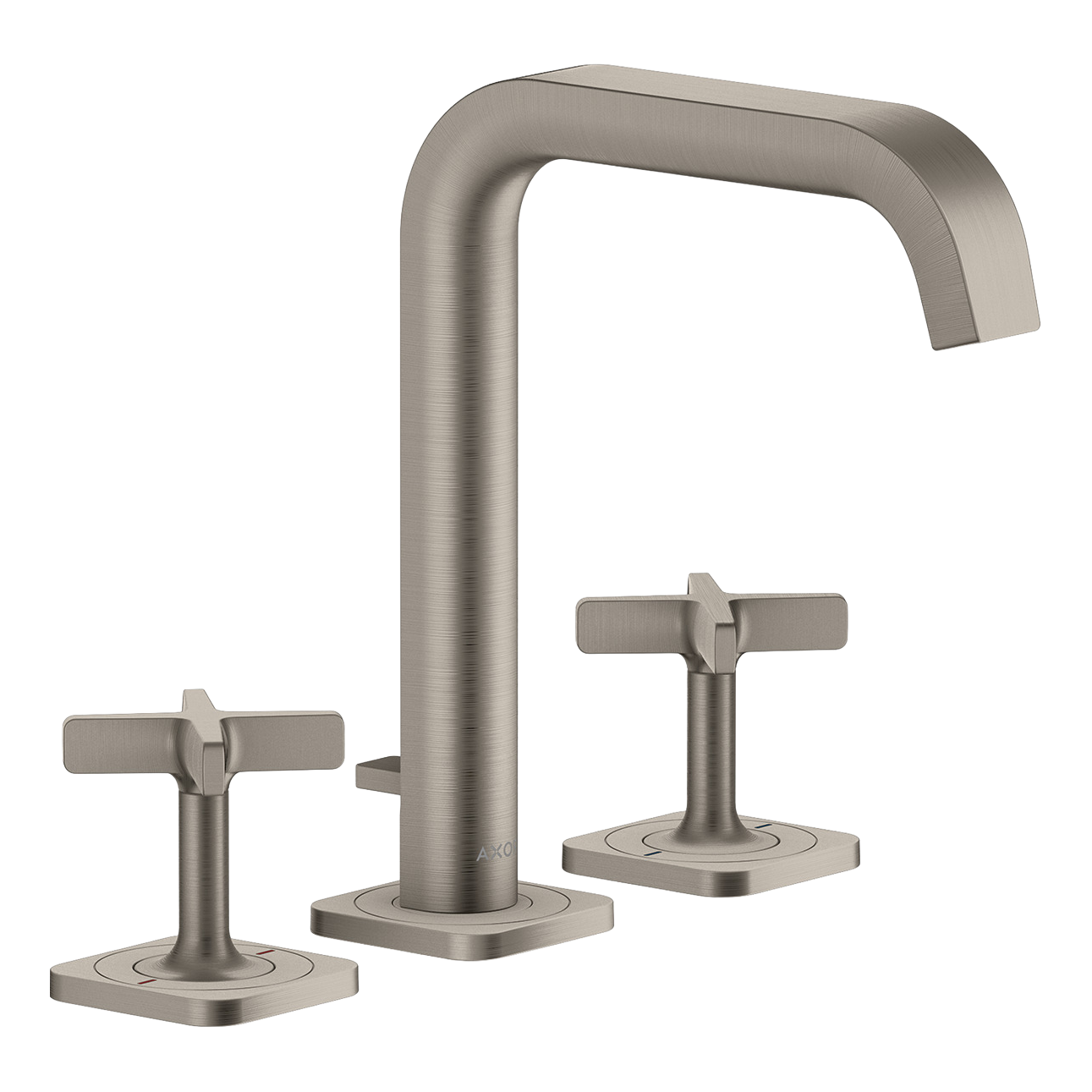 AXOR Citterio E 3-Hole Basin Mixer Faucet 170 with Escutcheons and Pop-Up Waste Set from Brandt in Stainless Steel Optic finish