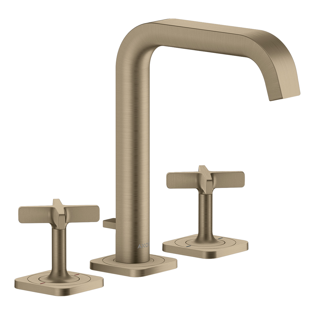 AXOR Citterio E 3-Hole Basin Mixer Faucet 170 with Escutcheons and Pop-Up Waste Set from Brandt in Brushed Nickel finish