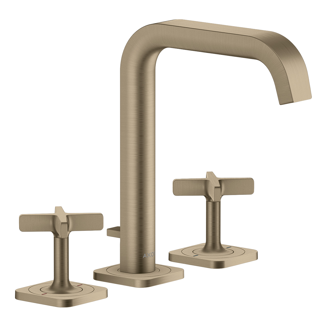 AXOR Citterio E 3-Hole Basin Mixer Faucet 170 with Escutcheons and Pop-Up Waste Set from Brandt in Brushed Nickel finish