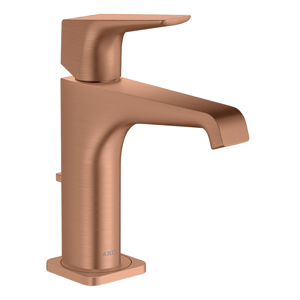 AXOR Citterio E Single Lever Handle Basin Mixer Faucet 130 with Pop-Up Waste Set from Brandt in Brushed Red Gold finish