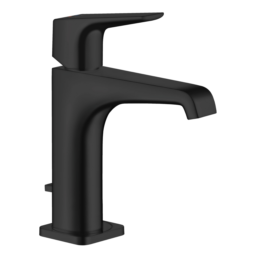 AXOR Citterio E Single Lever Handle Basin Mixer Faucet 130 with Pop-Up Waste Set from Brandt in Matt Black finish