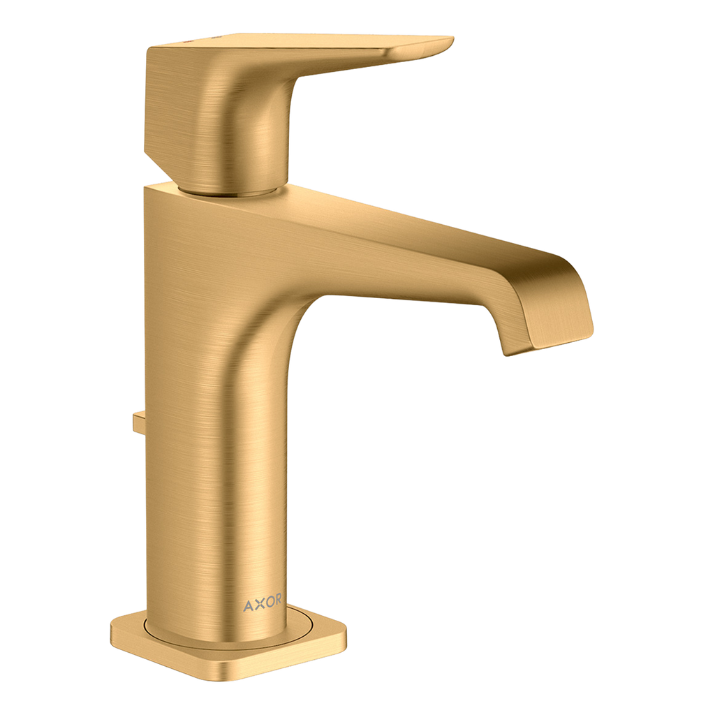 AXOR Citterio E Single Lever Handle Basin Mixer Faucet 130 with Pop-Up Waste Set from Brandt in Brushed Brass finish