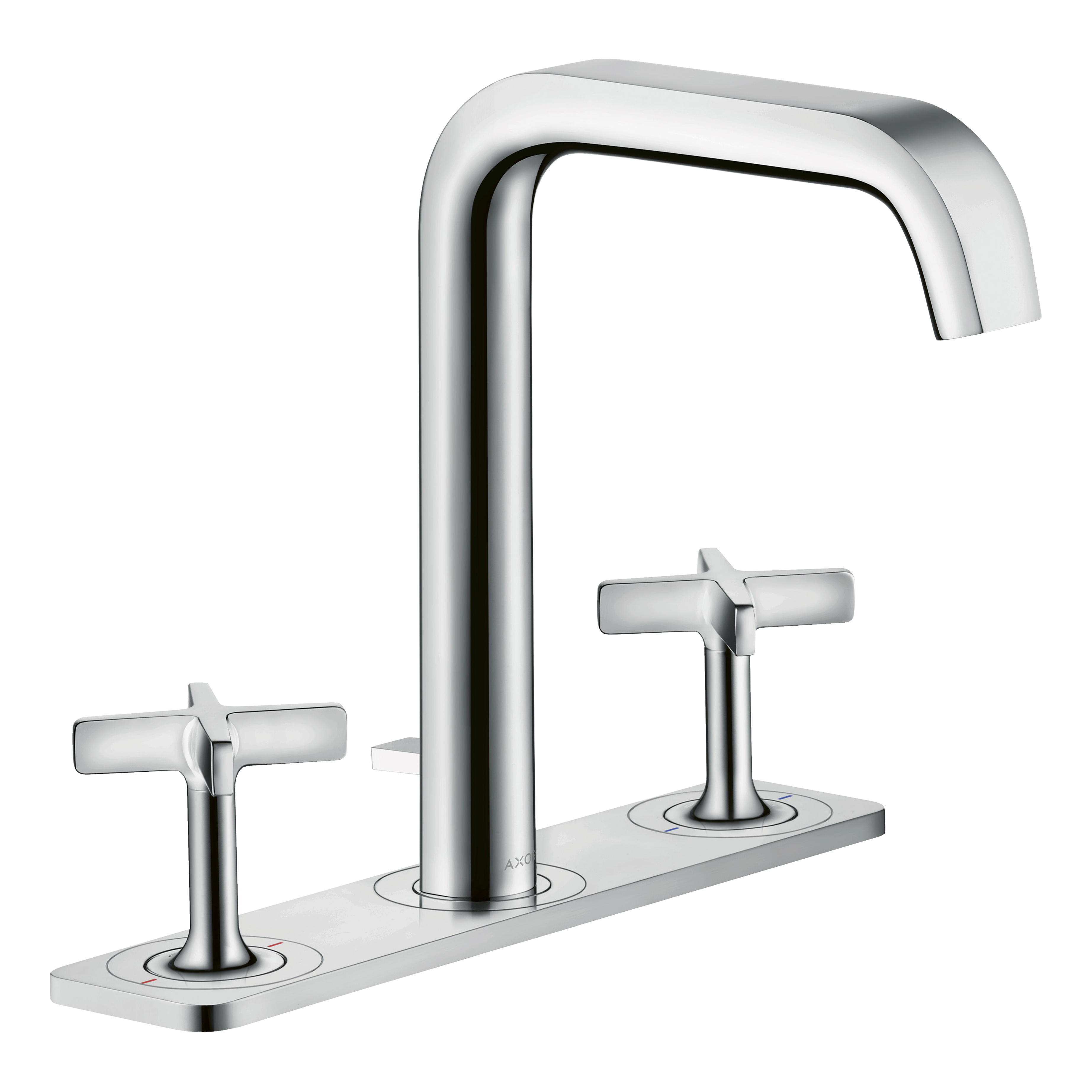 AXOR Citterio E 3-Hole Basin Mixer Faucet 170 with Plate and Pop-Up Waste Set from Brandt in Chrome finish