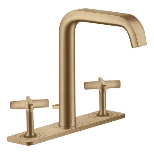 AXOR Citterio E 3-Hole Basin Mixer Faucet 170 with Plate and Pop-Up Waste Set from Brandt in Brushed Bronze finish