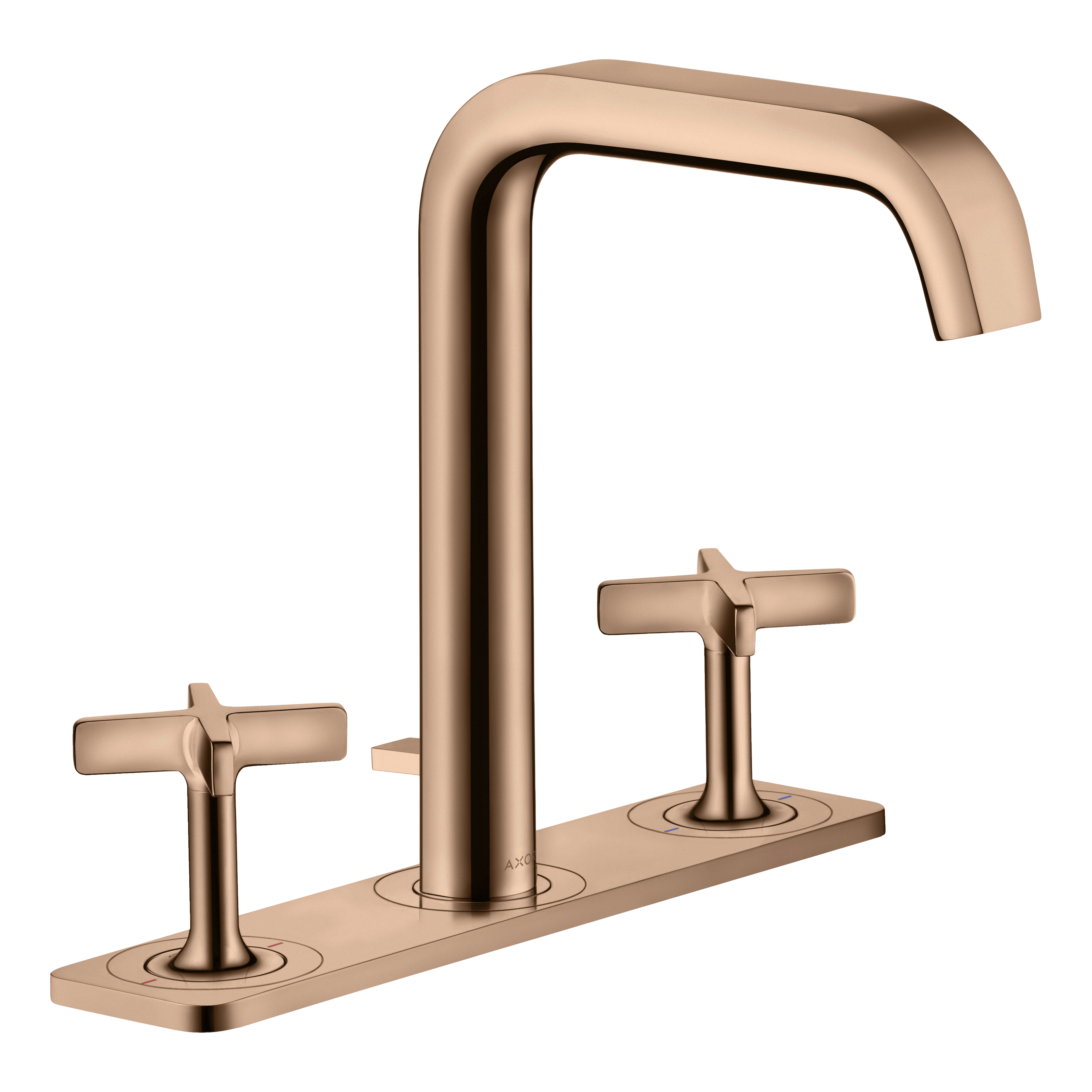 AXOR Citterio E 3-Hole Basin Mixer Faucet 170 with Plate and Pop-Up Waste Set from Brandt in Polished Red Gold finish