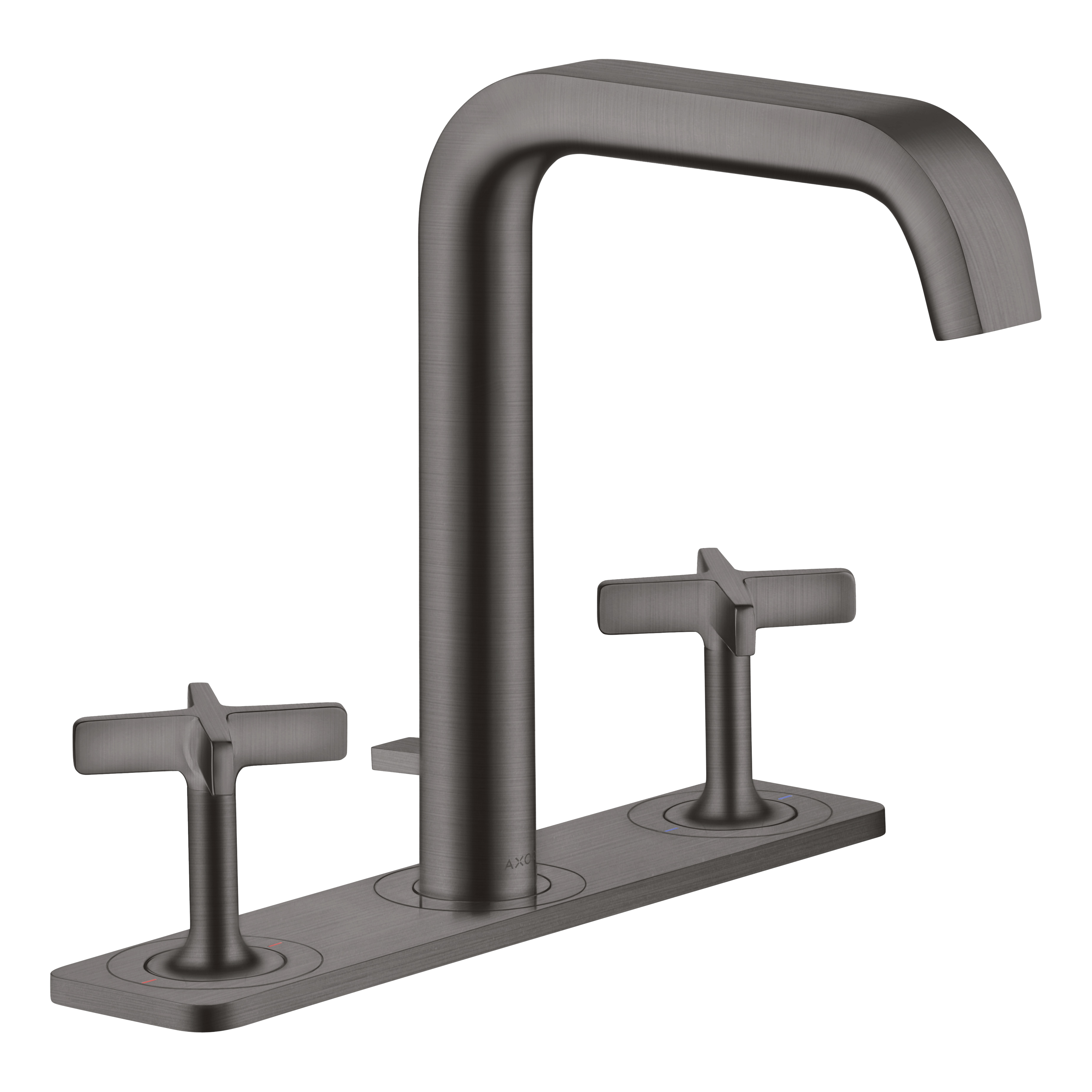 AXOR Citterio E 3-Hole Basin Mixer Faucet 170 with Plate and Pop-Up Waste Set from Brandt in Brushed Black Chrome finish