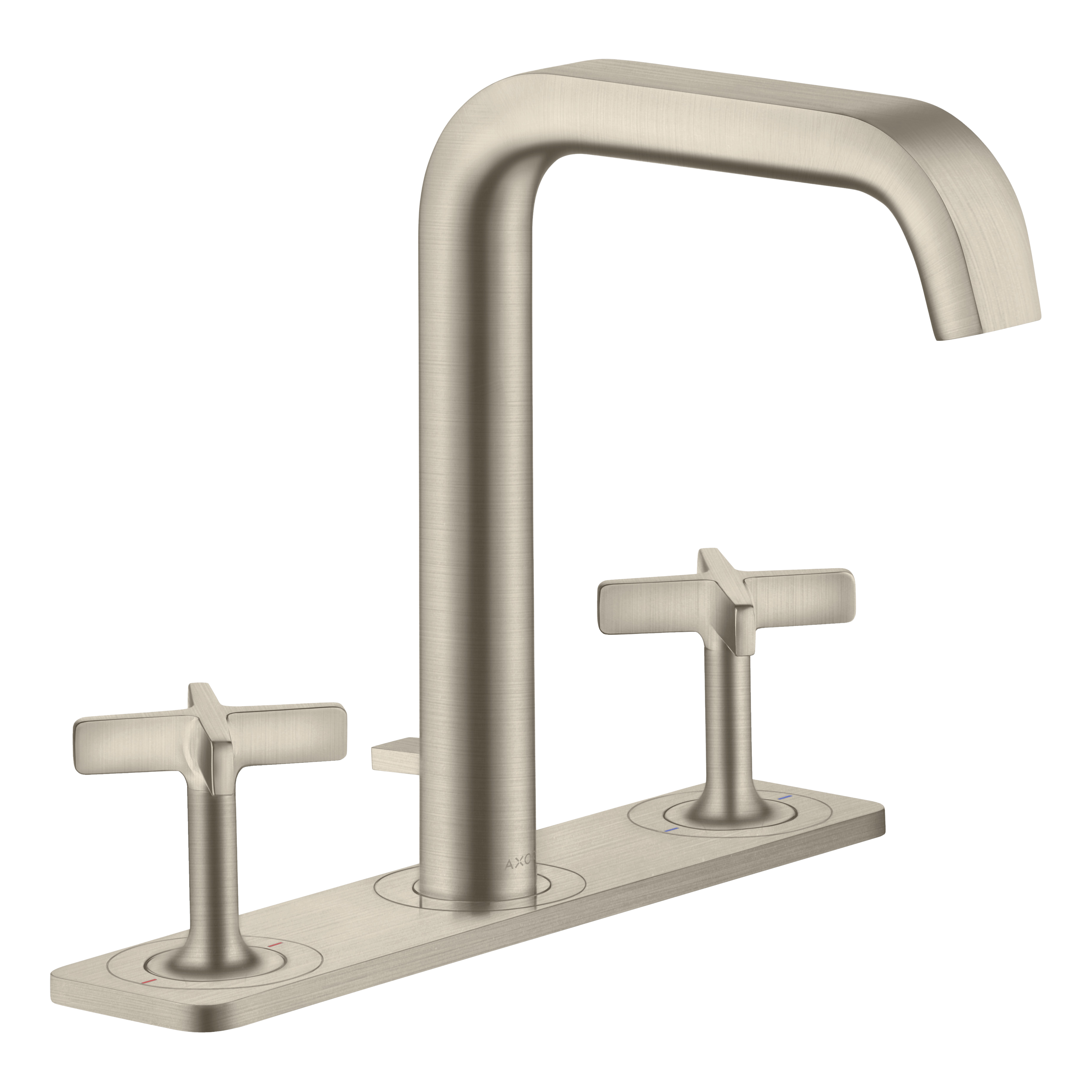 AXOR Citterio E 3-Hole Basin Mixer Faucet 170 with Plate and Pop-Up Waste Set from Brandt in Brushed Nickel finish