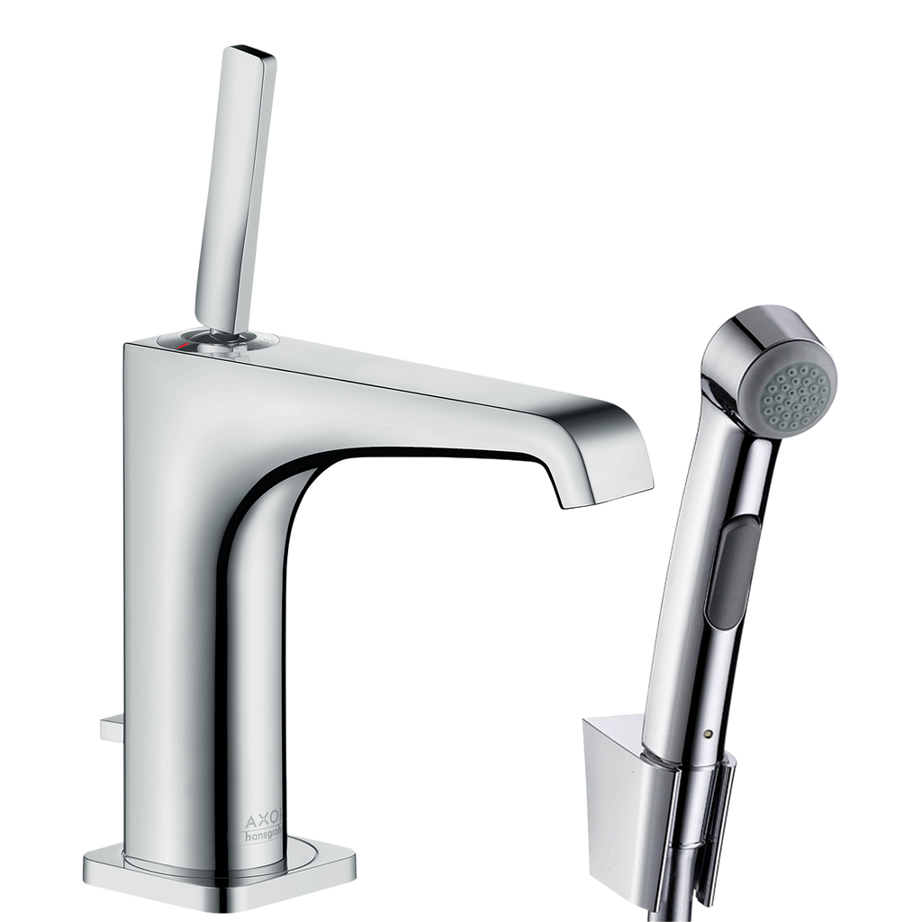 AXOR Citterio E Single Lever Handle Basin Mixer Faucet 130 with Bidette Hand Shower from Brandt in Brushed Bronze finish