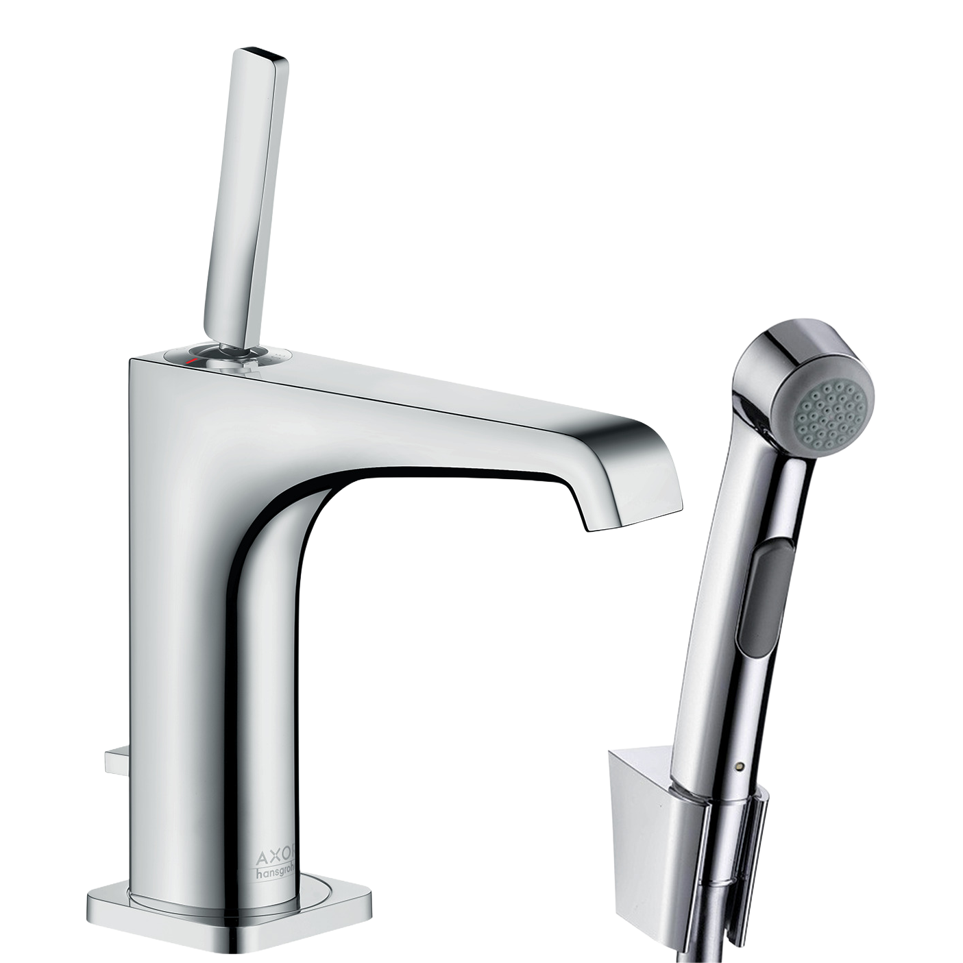 AXOR Citterio E Single Lever Handle Basin Mixer Faucet 130 with Bidette Hand Shower from Brandt in Brushed Bronze finish