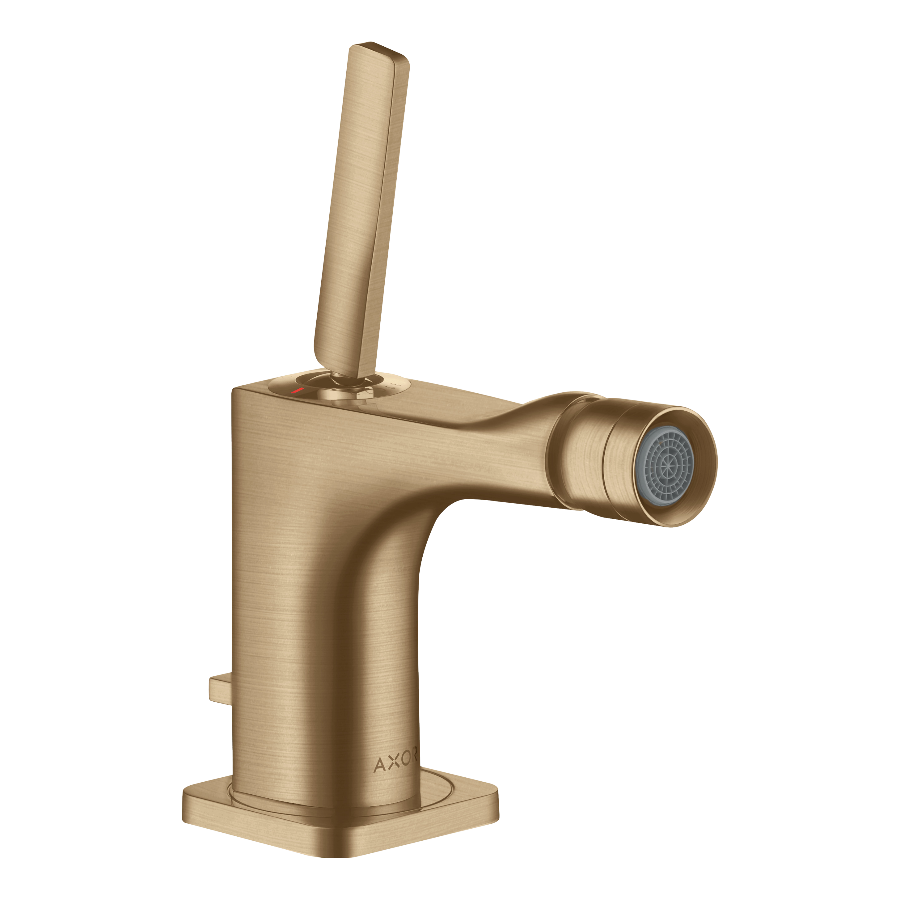AXOR Citterio E Single Pin Handle Bidet Mixer Faucet with Pop-Up Waste Set from Brandt in Brushed Bronze finish
