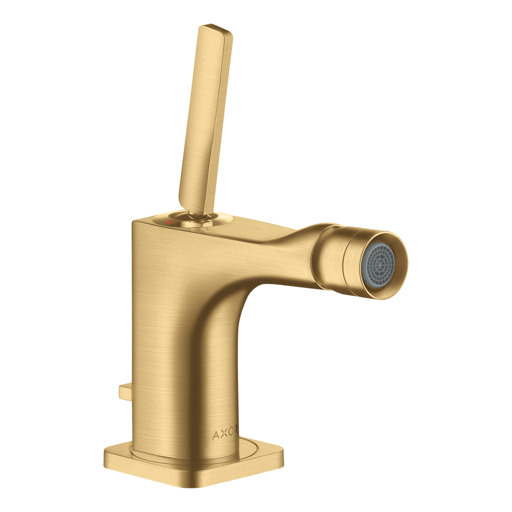 AXOR Citterio E Single Pin Handle Bidet Mixer Faucet with Pop-Up Waste Set from Brandt in Brushed Gold Optic finish