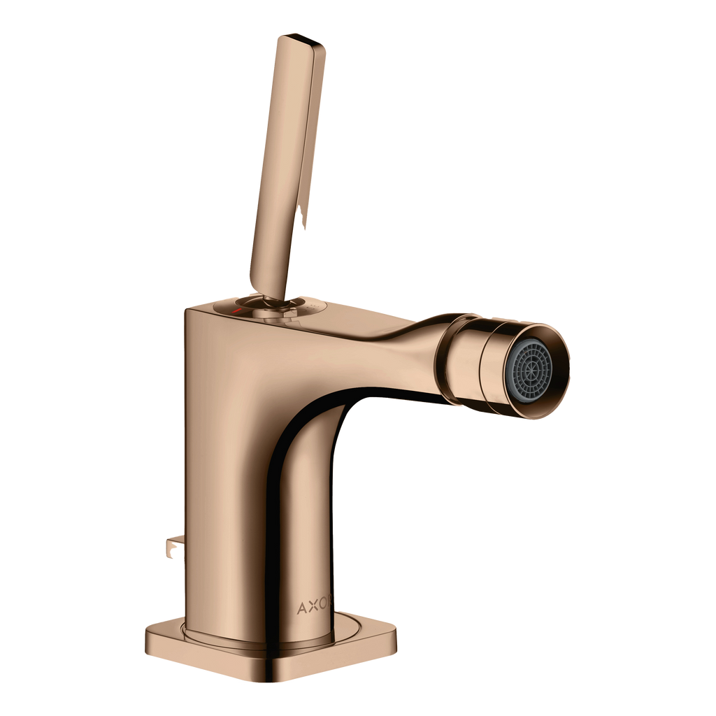 AXOR Citterio E Single Pin Handle Bidet Mixer Faucet with Pop-Up Waste Set from Brandt in Polished Red Gold finish