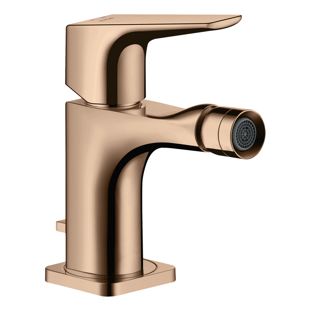 AXOR Citterio E Single Lever Handle Bidet Mixer Faucet with Lever Handle and Pop-Up Waste Set from Brandt in Polished Red Gold finish