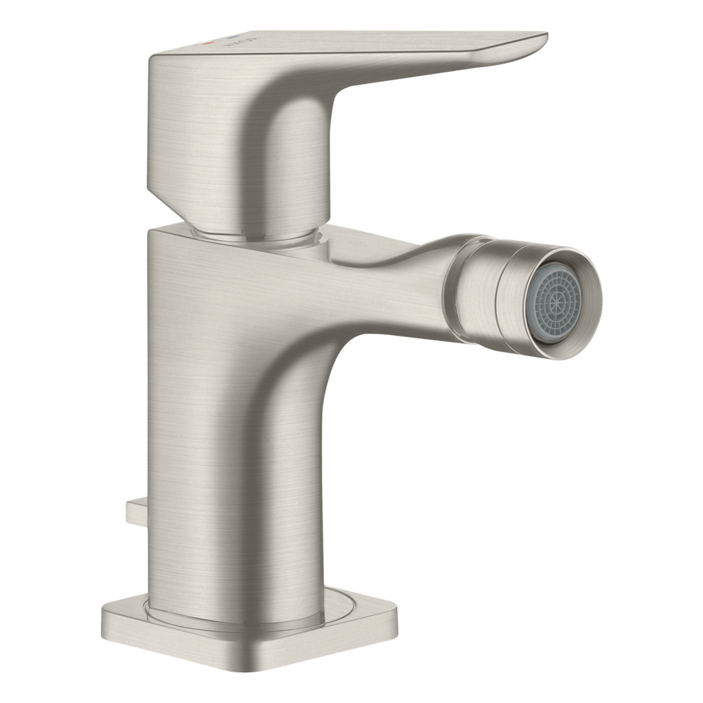AXOR Citterio E Single Lever Handle Bidet Mixer Faucet with Lever Handle and Pop-Up Waste Set from Brandt in Stainless Steel Optic finish