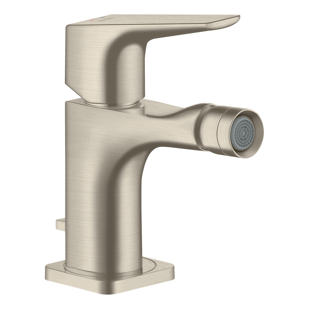 AXOR Citterio E Single Lever Handle Bidet Mixer Faucet with Lever Handle and Pop-Up Waste Set from Brandt in Brushed Nickel finish
