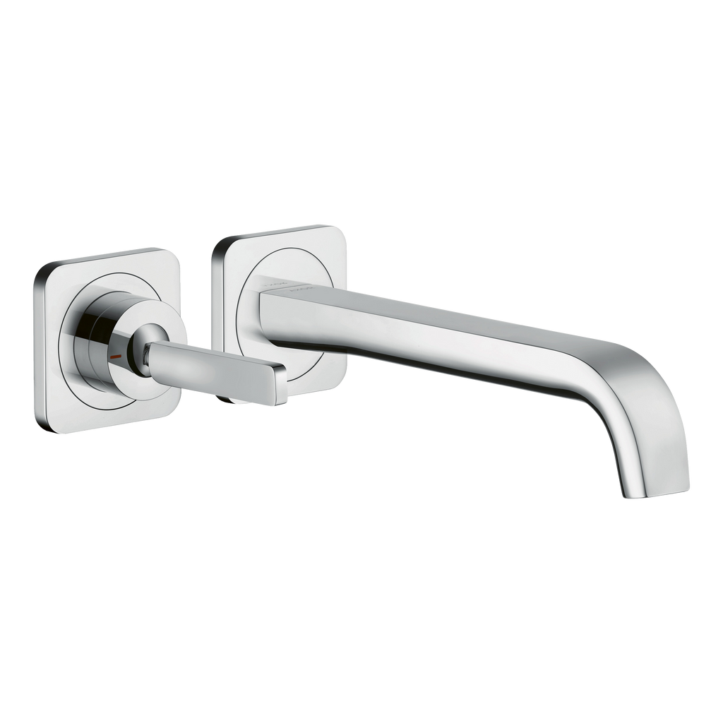 AXOR Citterio E Single Pin Handle 2-Hole Concealed Basin Mixer Faucet with 221 mm Spout and Escutcheons from Brandt in Chrome finish