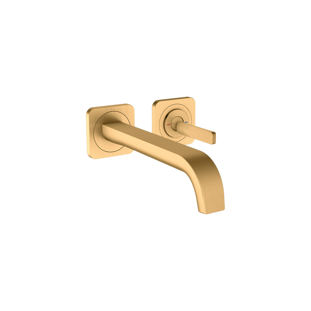 AXOR Citterio E Single Pin Handle 2-Hole Concealed Basin Mixer Faucet with 221 mm Spout and Escutcheons from Brandt in Brushed Brass finish