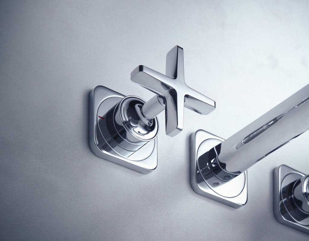 AXOR Citterio E 3-Hole Concealed Basin Mixer Faucet with 220 mm Spout and Escutcheons from Brandt in Chrome finish