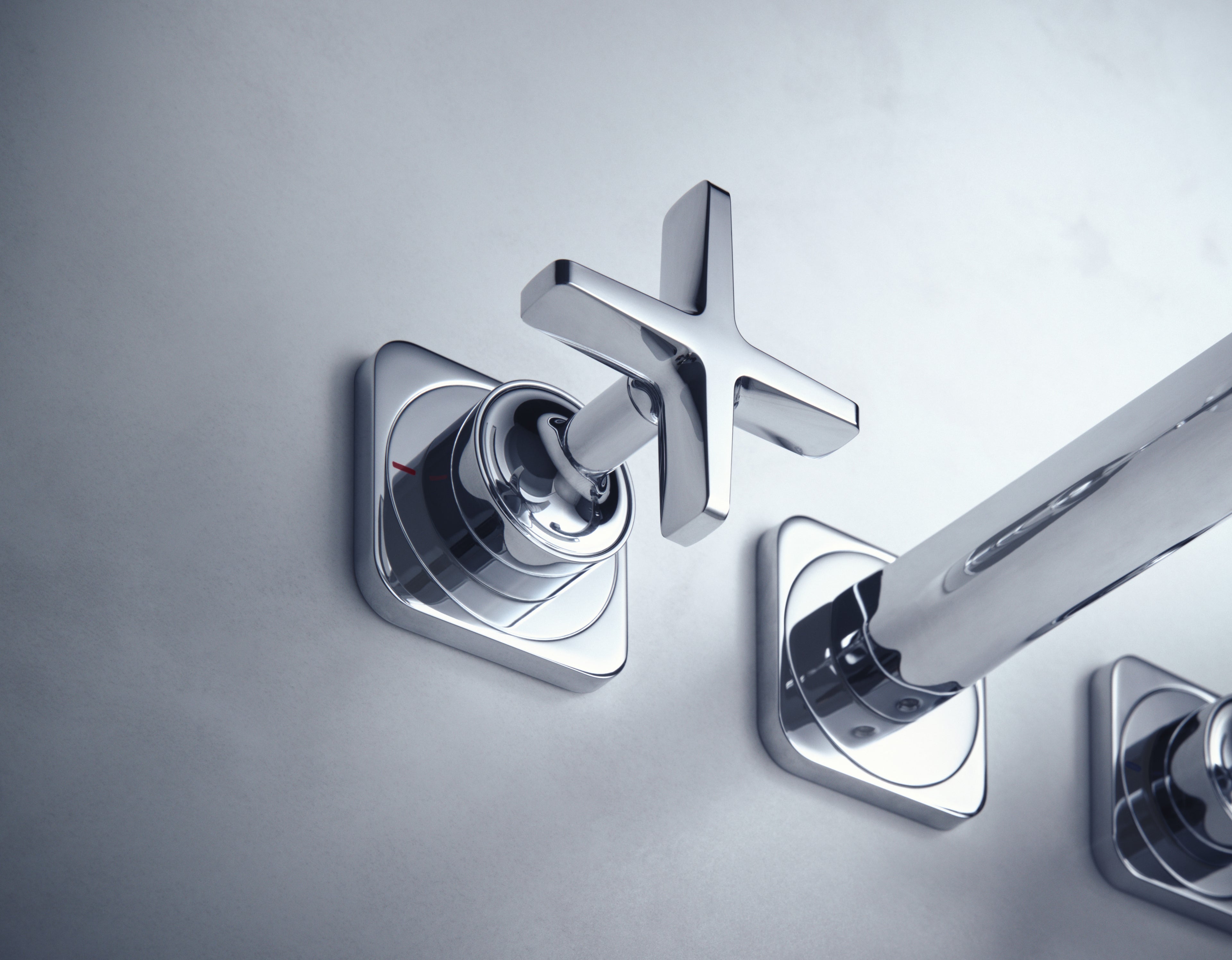 AXOR Citterio E 3-Hole Concealed Basin Mixer Faucet with 220 mm Spout and Escutcheons from Brandt in Chrome finish