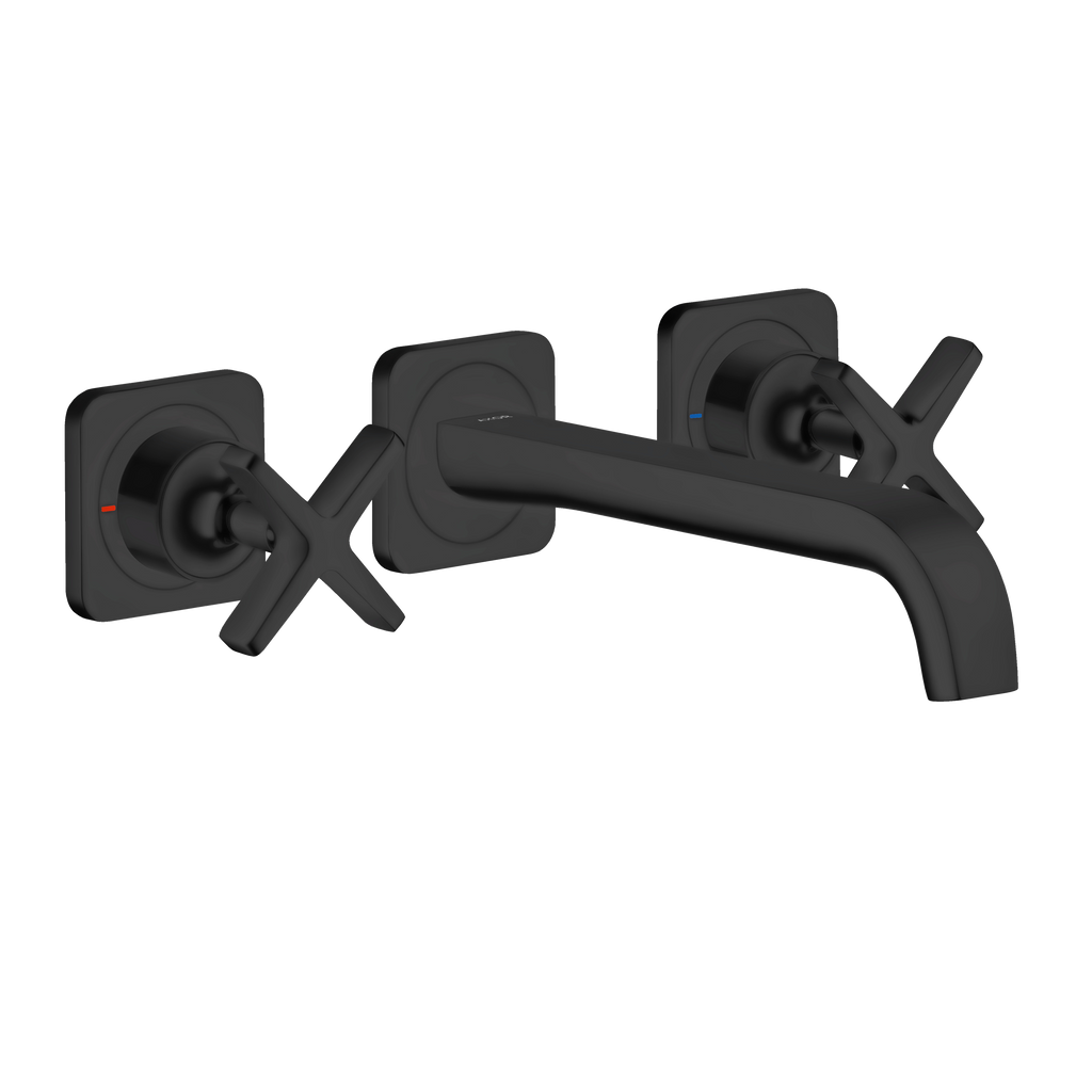 AXOR Citterio E 3-Hole Concealed Basin Mixer Faucet with 220 mm Spout and Escutcheons from Brandt in Matt Black finish