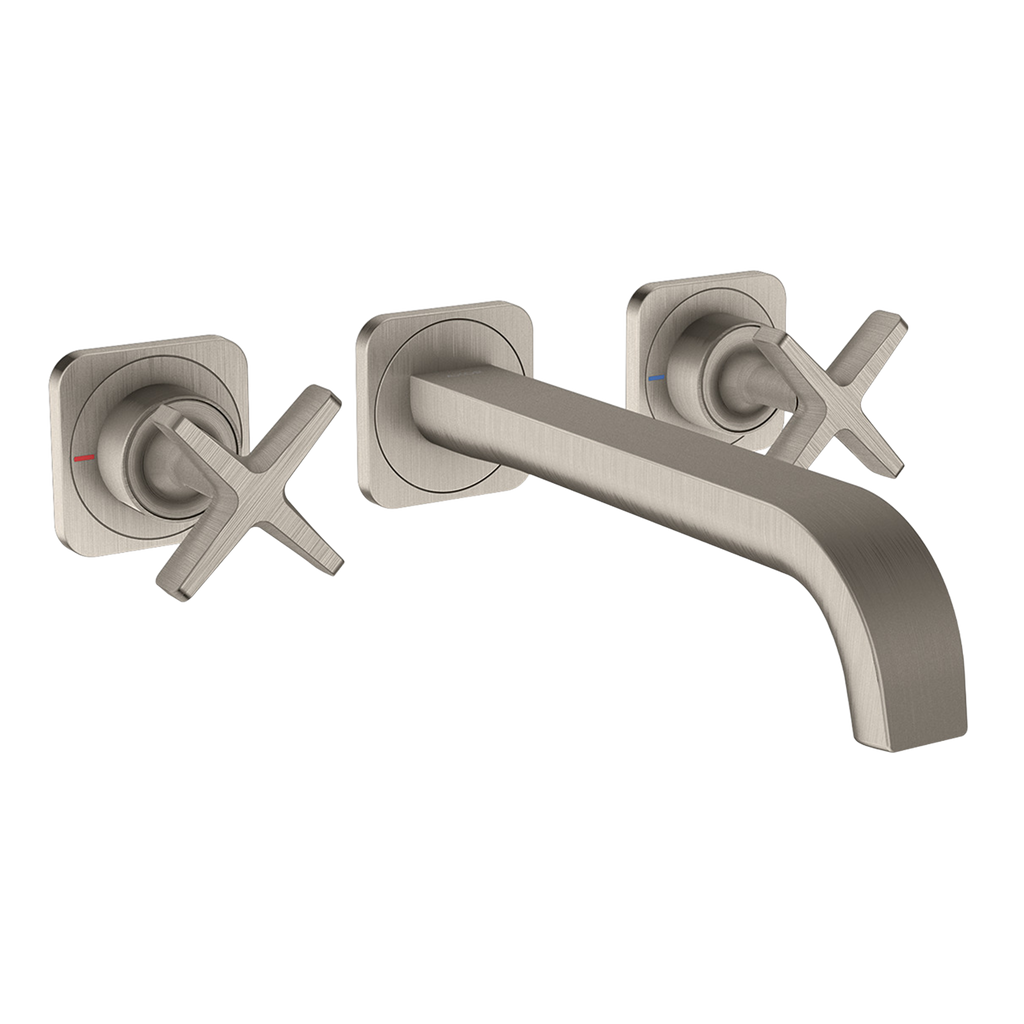 AXOR Citterio E 3-Hole Concealed Basin Mixer Faucet with 220 mm Spout and Escutcheons from Brandt in Stainless Steel Optic finish