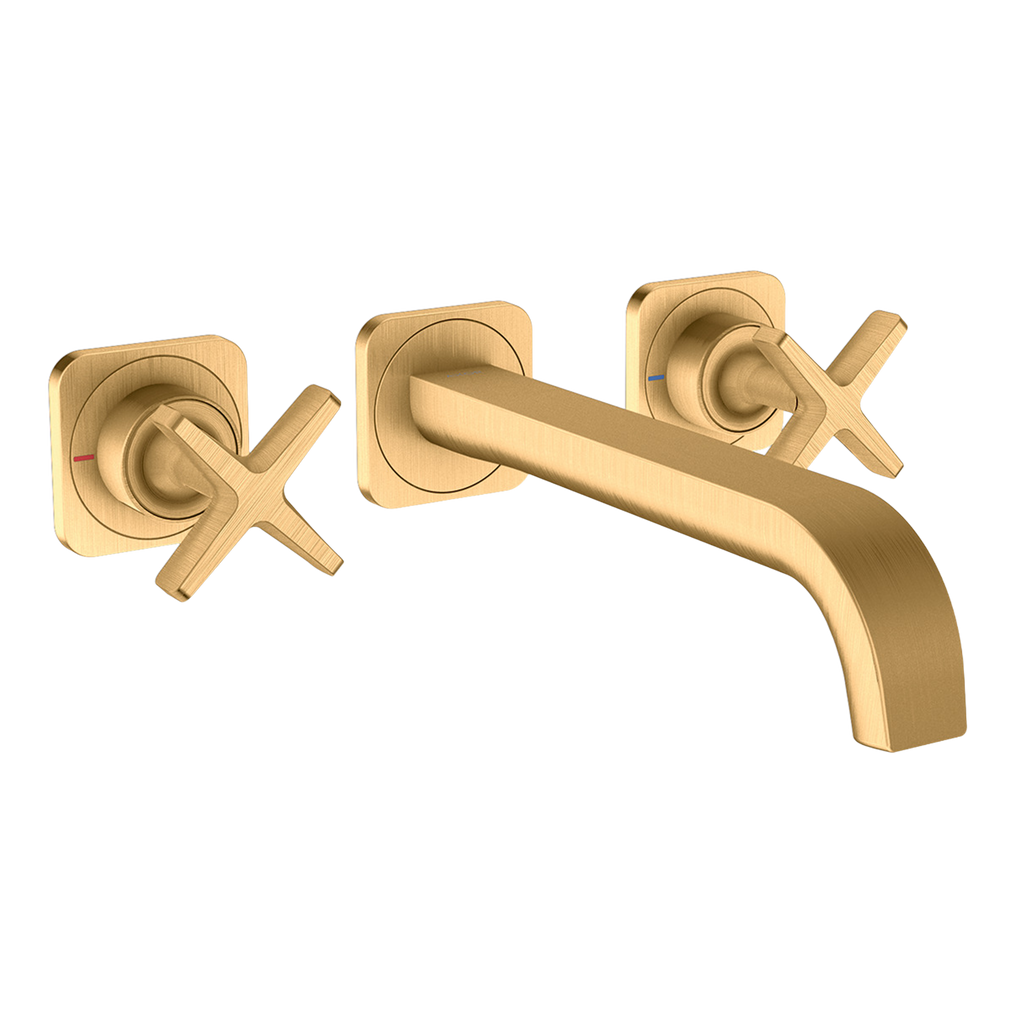 AXOR Citterio E 3-Hole Concealed Basin Mixer Faucet with 220 mm Spout and Escutcheons from Brandt in Brushed Brass finish