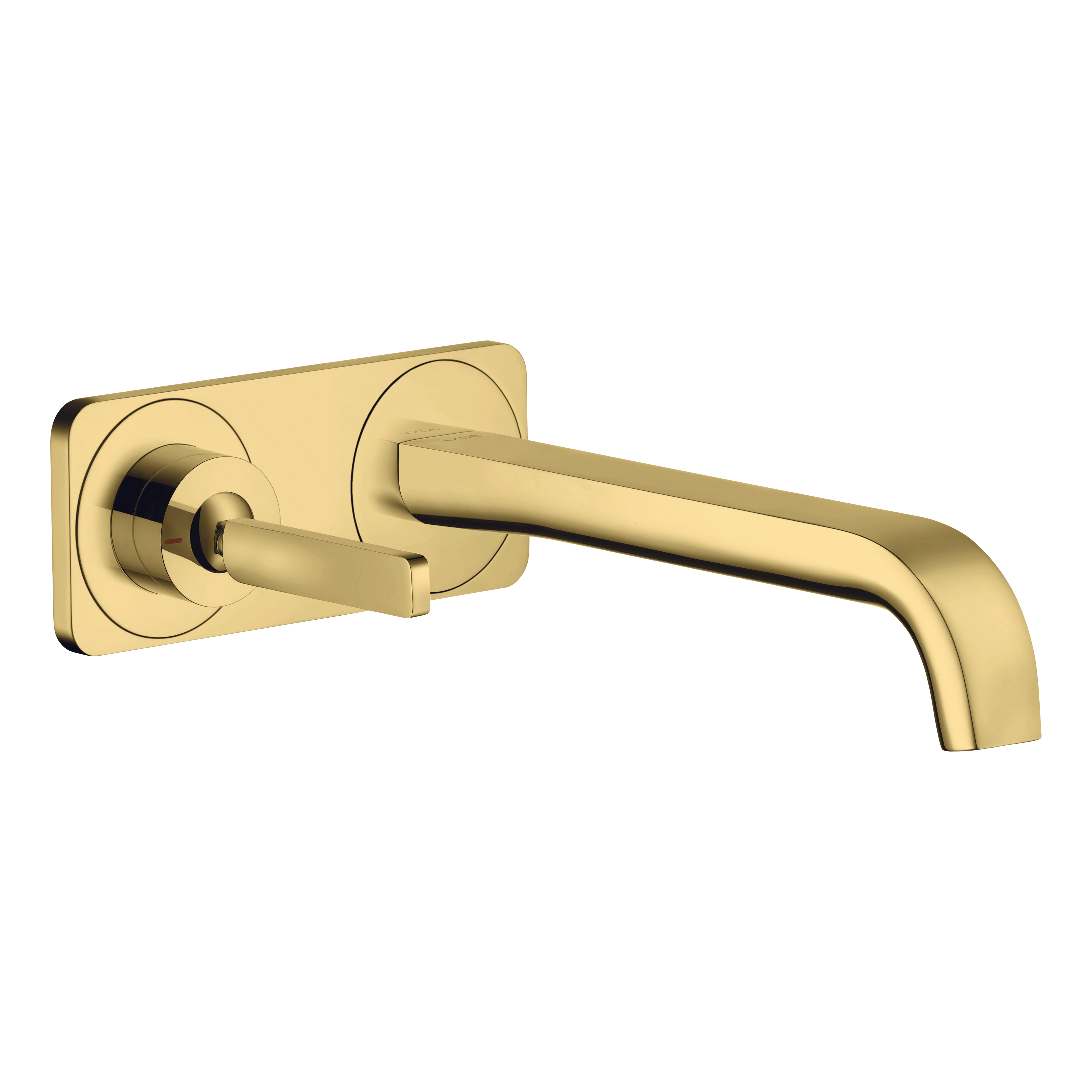 AXOR Citterio E Single Lever Handle 2-Hole Concealed Basin Mixer Faucet with 221 mm Spout and Plate from Brandt in Polished Gold Optic finish
