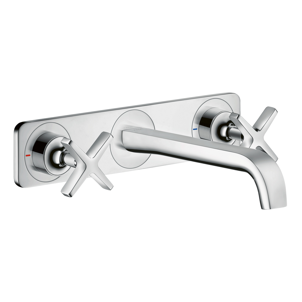 AXOR Citterio E 3-Hole Concealed Basin Mixer Faucet with 220 mm Spout and Plate from Brandt in Chrome finish