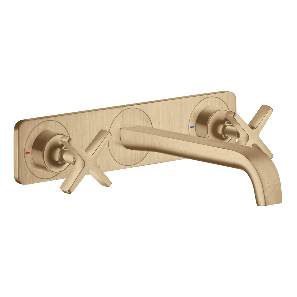 AXOR Citterio E 3-Hole Concealed Basin Mixer Faucet with 220 mm Spout and Plate from Brandt in Brushed Bronze finish