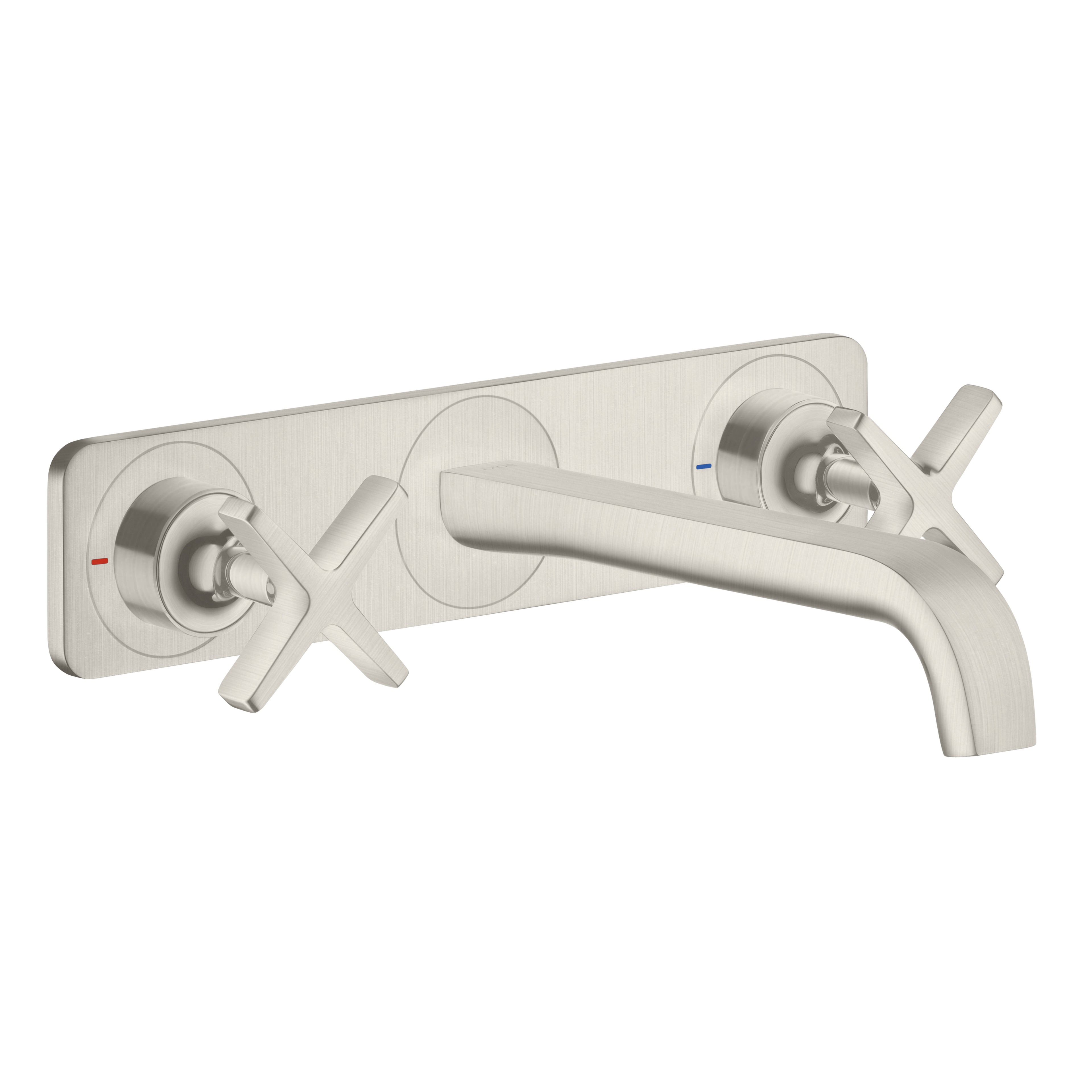 AXOR Citterio E 3-Hole Concealed Basin Mixer Faucet with 220 mm Spout and Plate from Brandt in Stainless Steel Optic finish