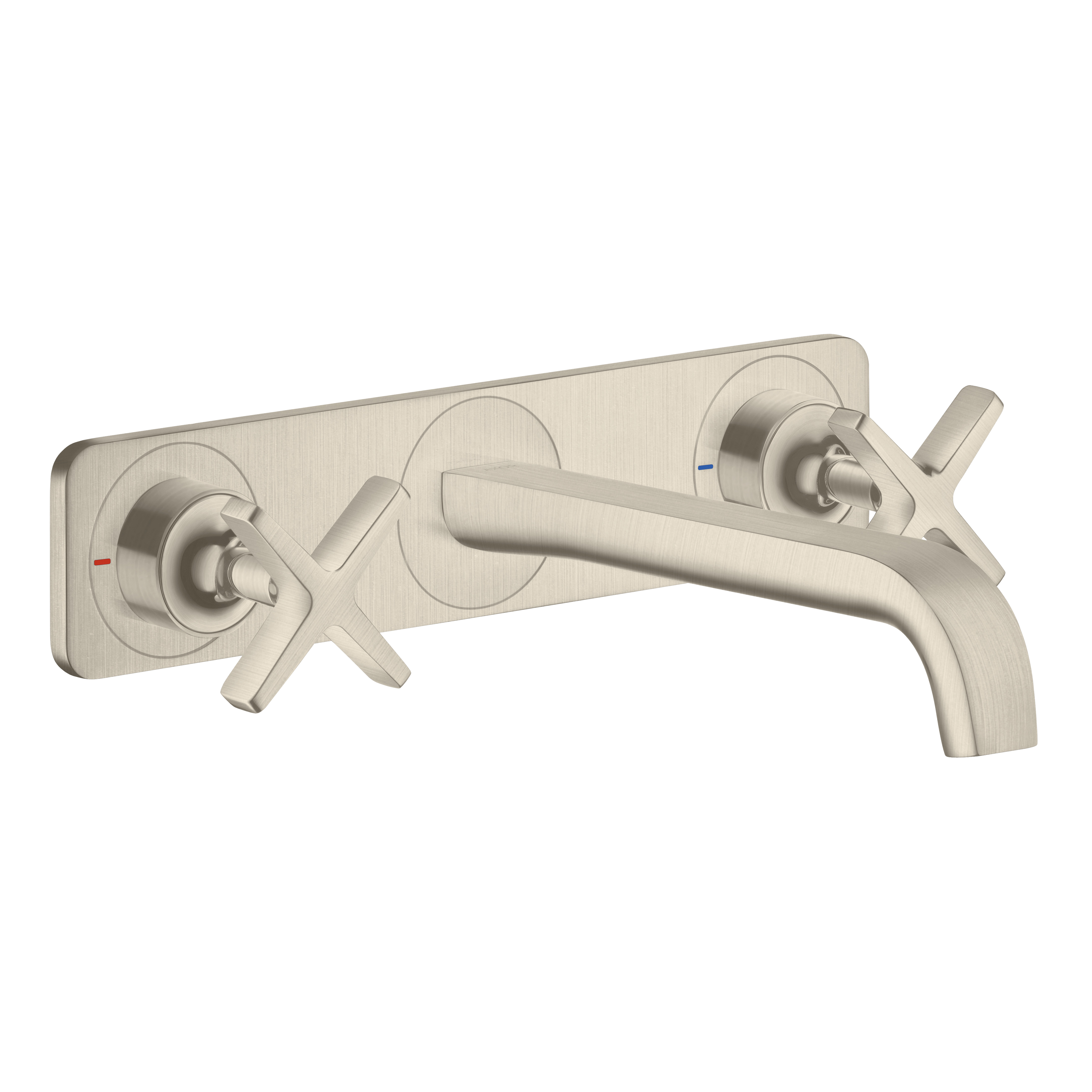 AXOR Citterio E 3-Hole Concealed Basin Mixer Faucet with 220 mm Spout and Plate from Brandt in Brushed Nickel finish