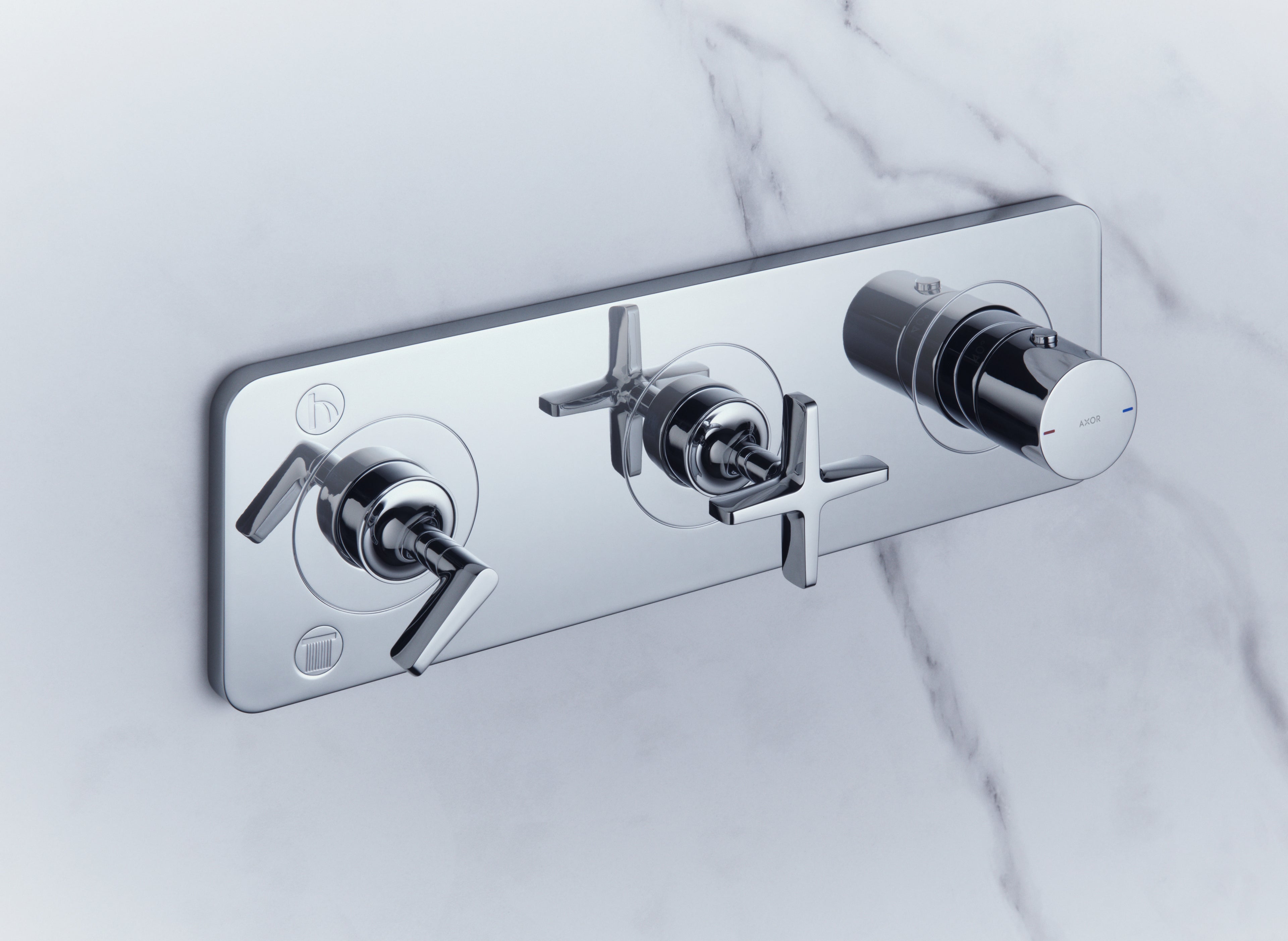 AXOR Citterio E Concealed Shower Thermostat Module 380/120 with 2 Outlets and Plate from Brandt in Chrome finish