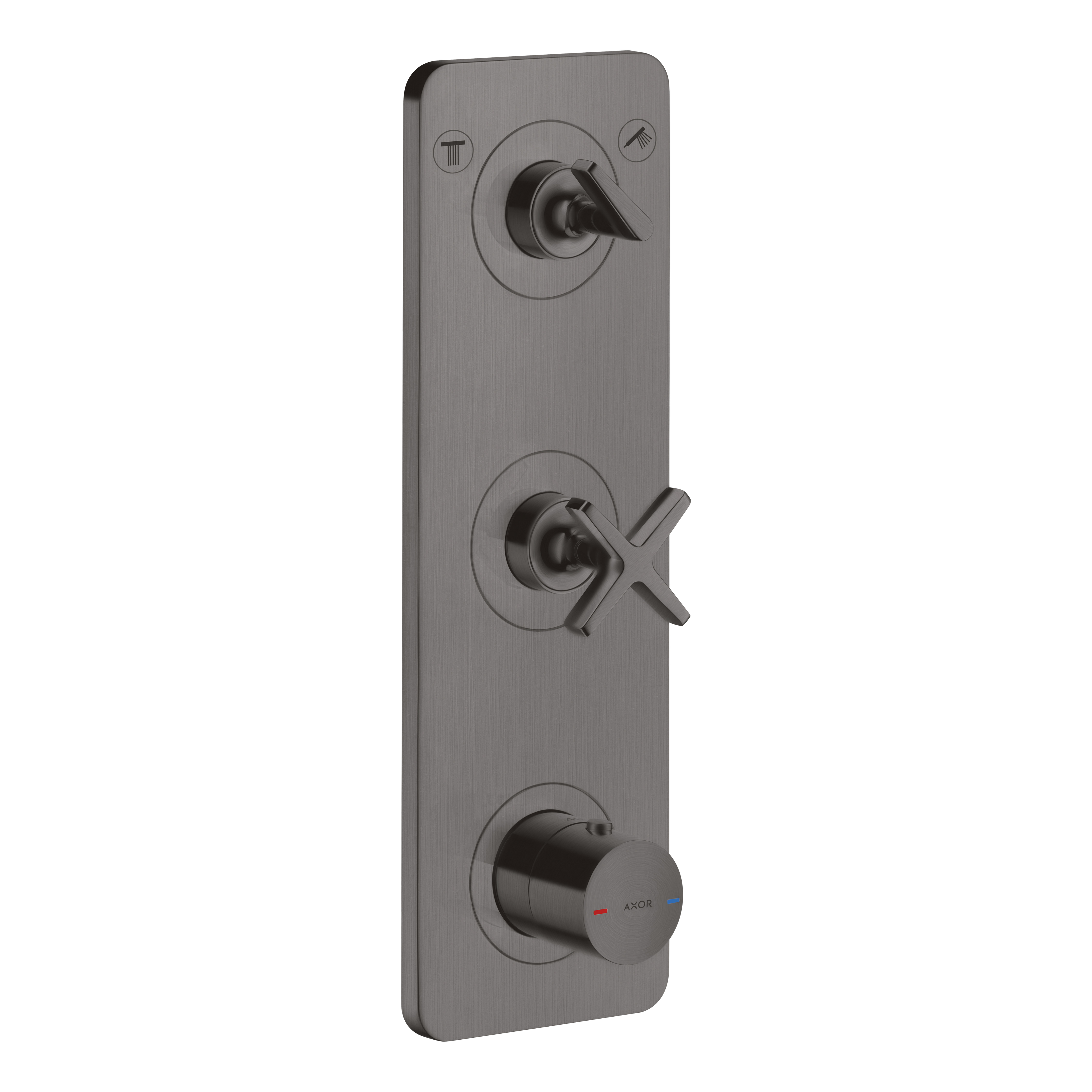 AXOR Citterio E Concealed Shower Thermostat Module 380/120 with 2 Outlets and Plate from Brandt in Brushed Black Chrome finish