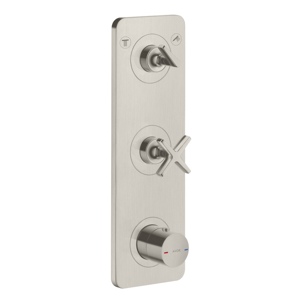 AXOR Citterio E Concealed Shower Thermostat Module 380/120 with 2 Outlets and Plate from Brandt in Stainless Steel Optic finish