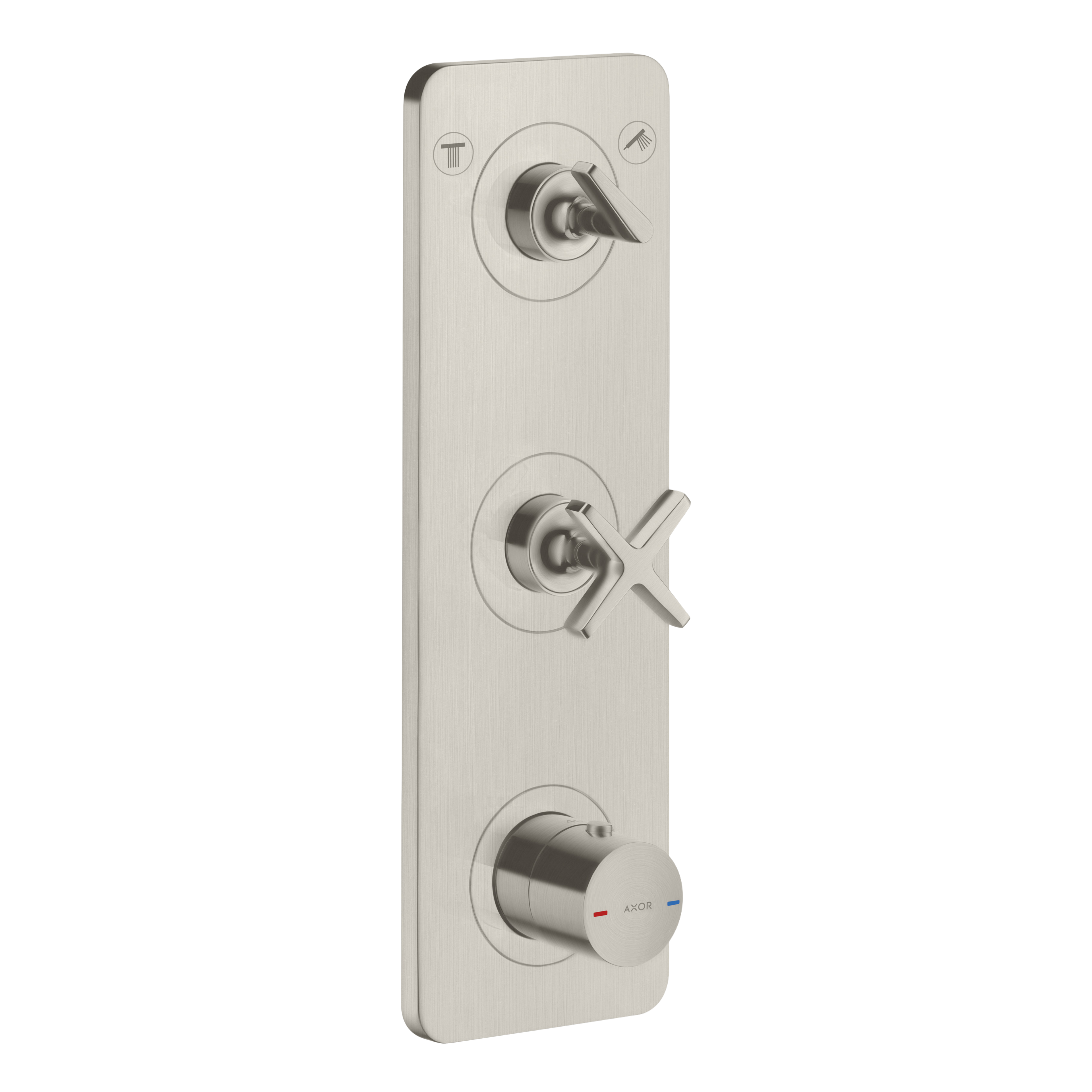 AXOR Citterio E Concealed Shower Thermostat Module 380/120 with 2 Outlets and Plate from Brandt in Stainless Steel Optic finish