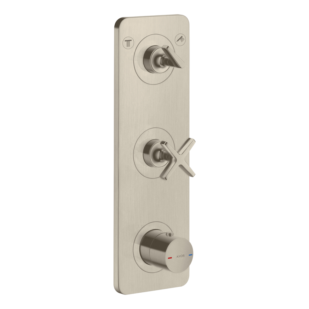 AXOR Citterio E Concealed Shower Thermostat Module 380/120 with 2 Outlets and Plate from Brandt in Brushed Nickel finish