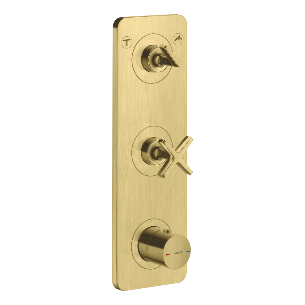 AXOR Citterio E Concealed Shower Thermostat Module 380/120 with 2 Outlets and Plate from Brandt in Brushed Brass finish