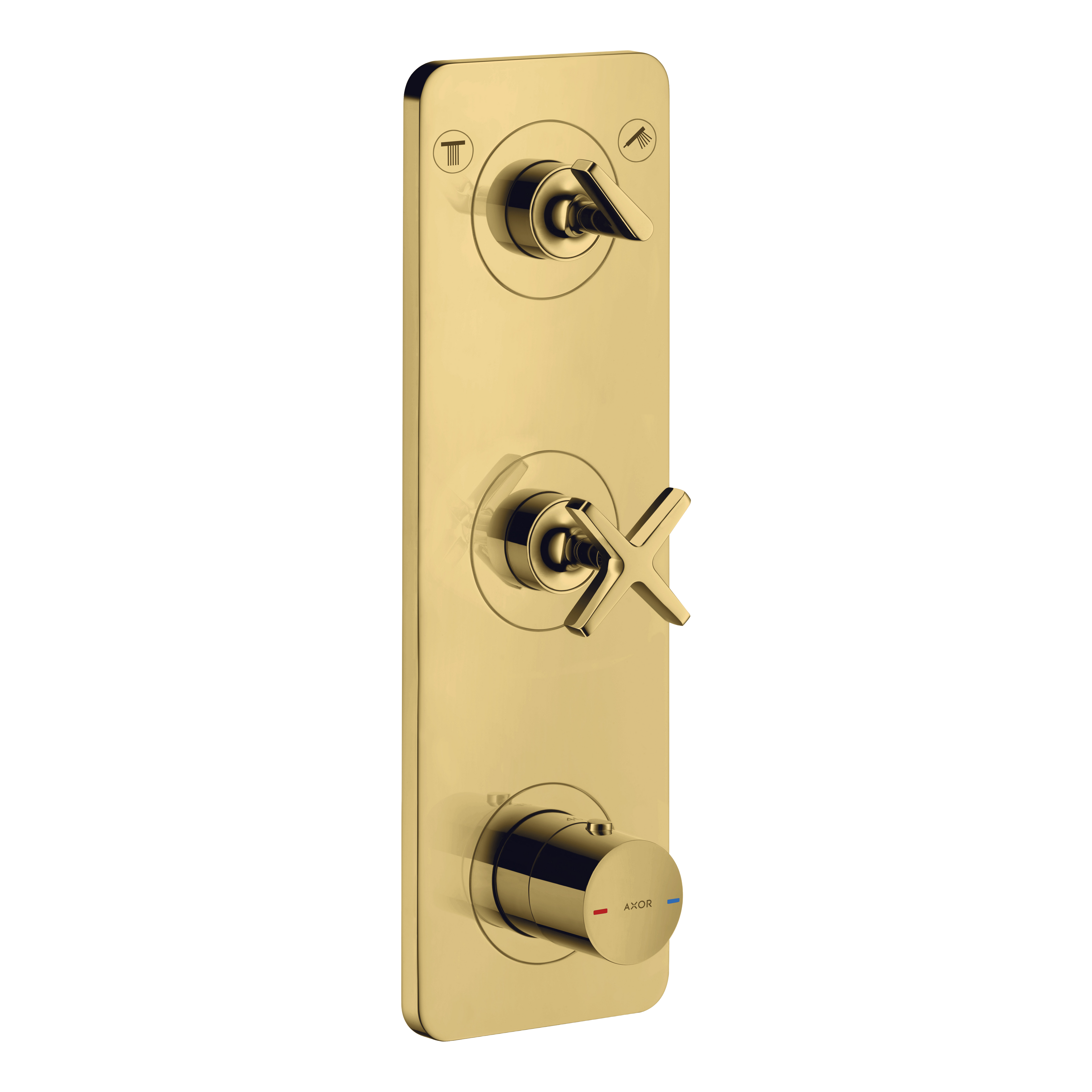 AXOR Citterio E Concealed Shower Thermostat Module 380/120 with 2 Outlets and Plate from Brandt in Polished Gold Optic finish