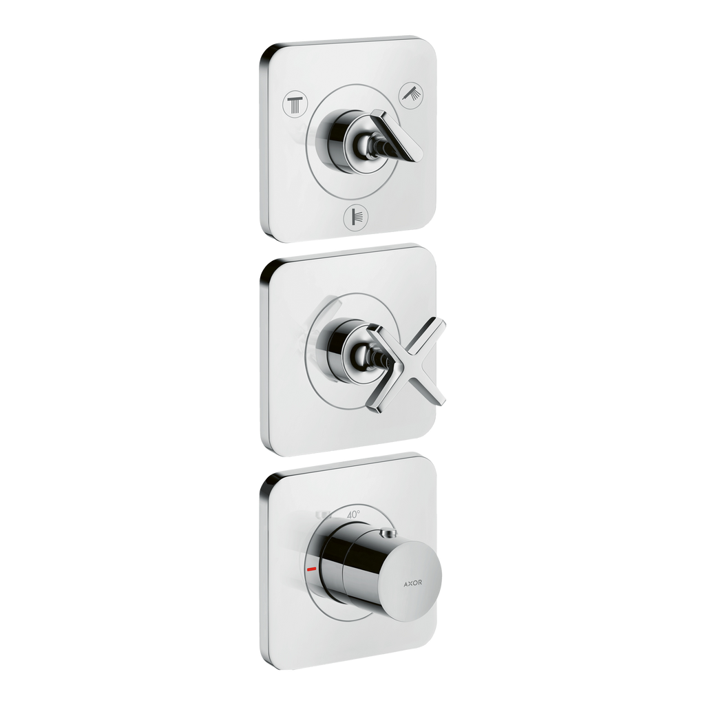 AXOR Citterio E Concealed Shower Thermostat Module 380/120 with 3 Outlets and Escutcheons from Brandt in Chrome finish