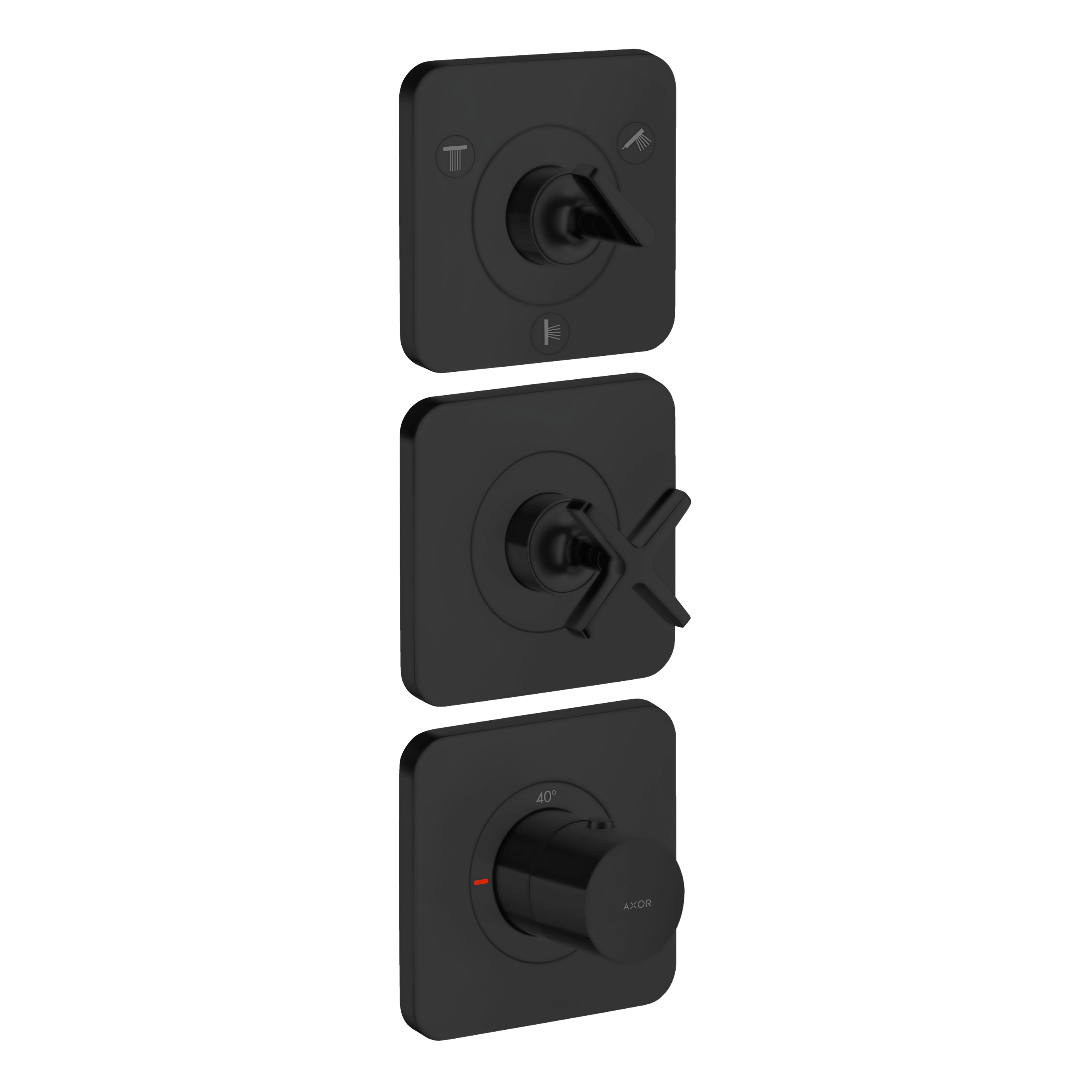 AXOR Citterio E Concealed Shower Thermostat Module 380/120 with 3 Outlets and Escutcheons from Brandt in Matt Black finish