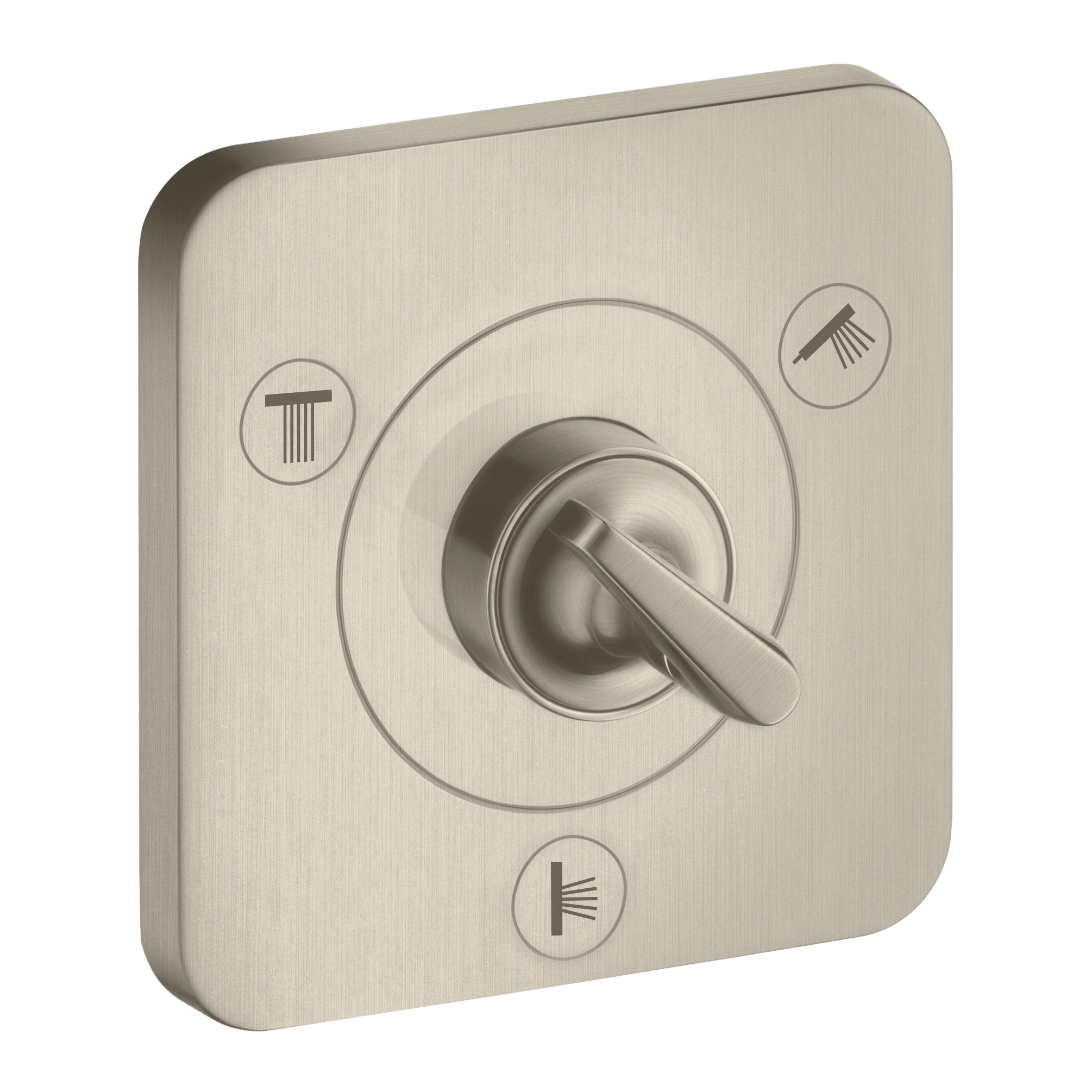 AXOR Citterio E Trio Quattro Concealed Shut-Off Diverter Valve 120/120 from Brandt in Brushed Nickel finish