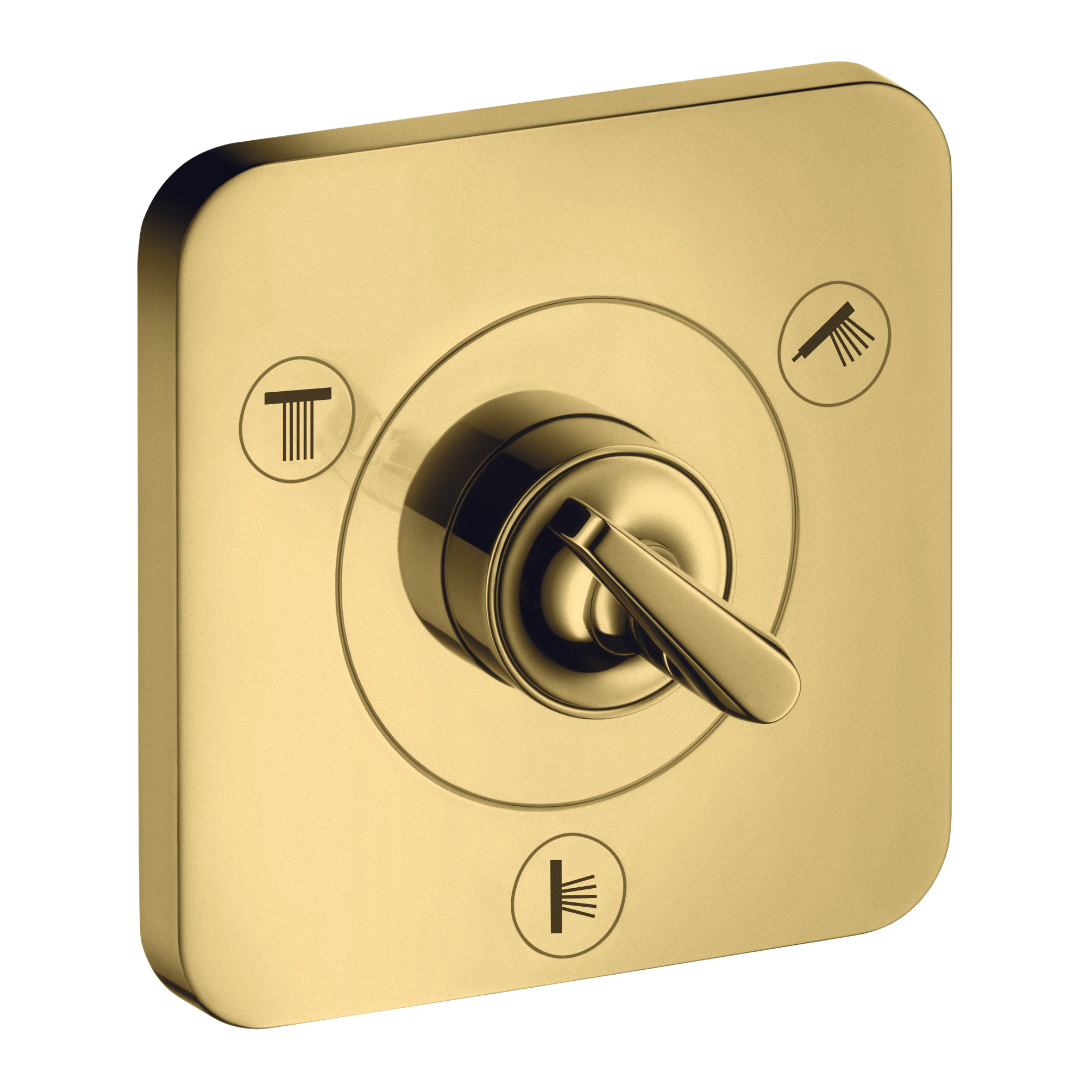 AXOR Citterio E Trio Quattro Concealed Shut-Off Diverter Valve 120/120 from Brandt in Polished Gold Optic finish
