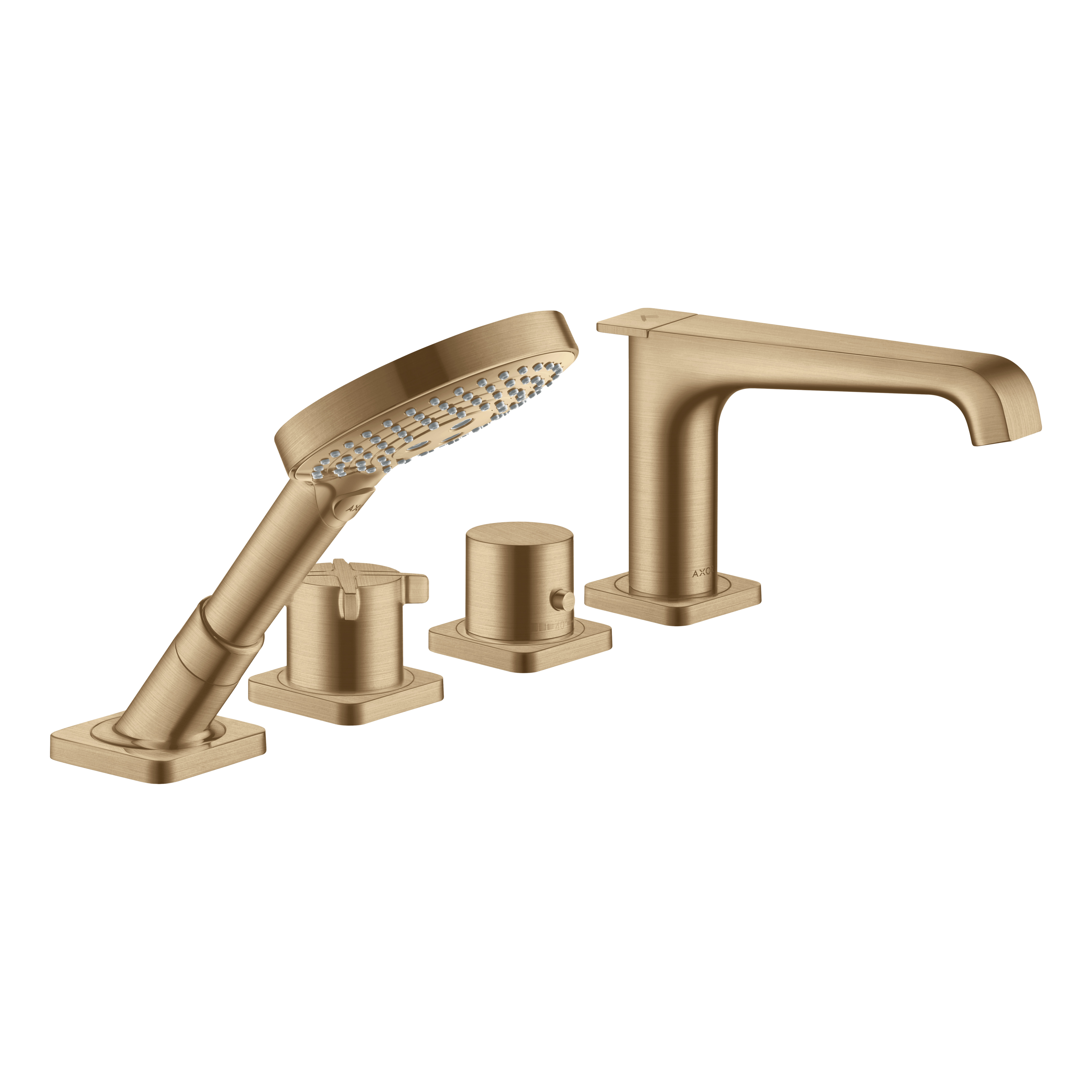 AXOR Citterio E 4-Hole Tile-Mounted Thermostatic Bath & Shower Mixer Faucet from Brandt in Brushed Bronze finish