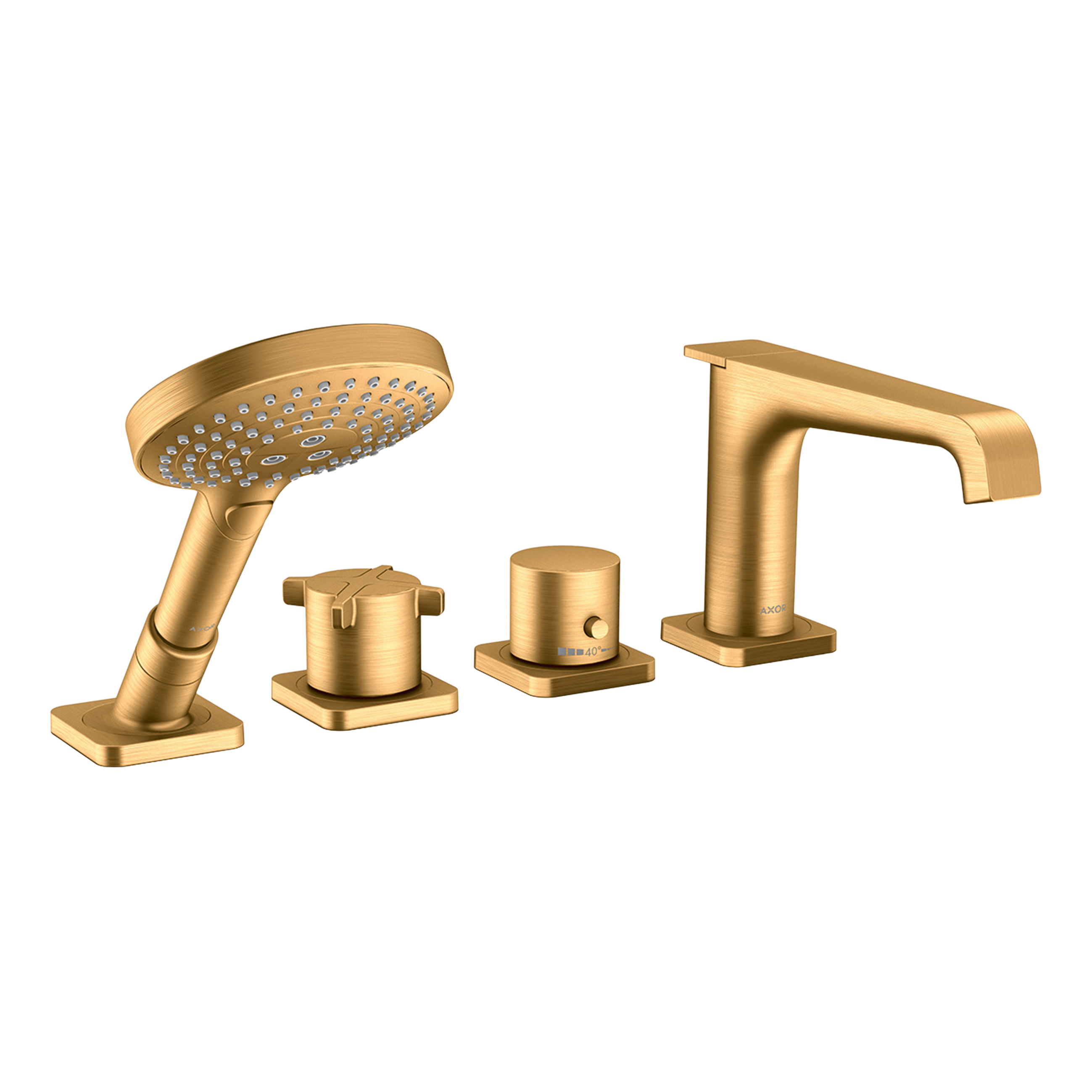 AXOR Citterio E 4-Hole Rim-Mounted Bath & Shower Mixer Faucet from Brandt in Brushed Gold Optic finish